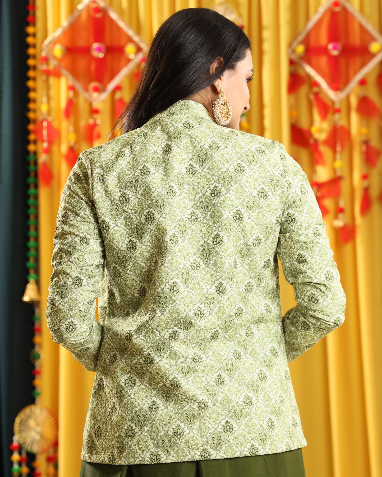 Beyond the Ordinary : An Embroidered Green Fastive Jacket