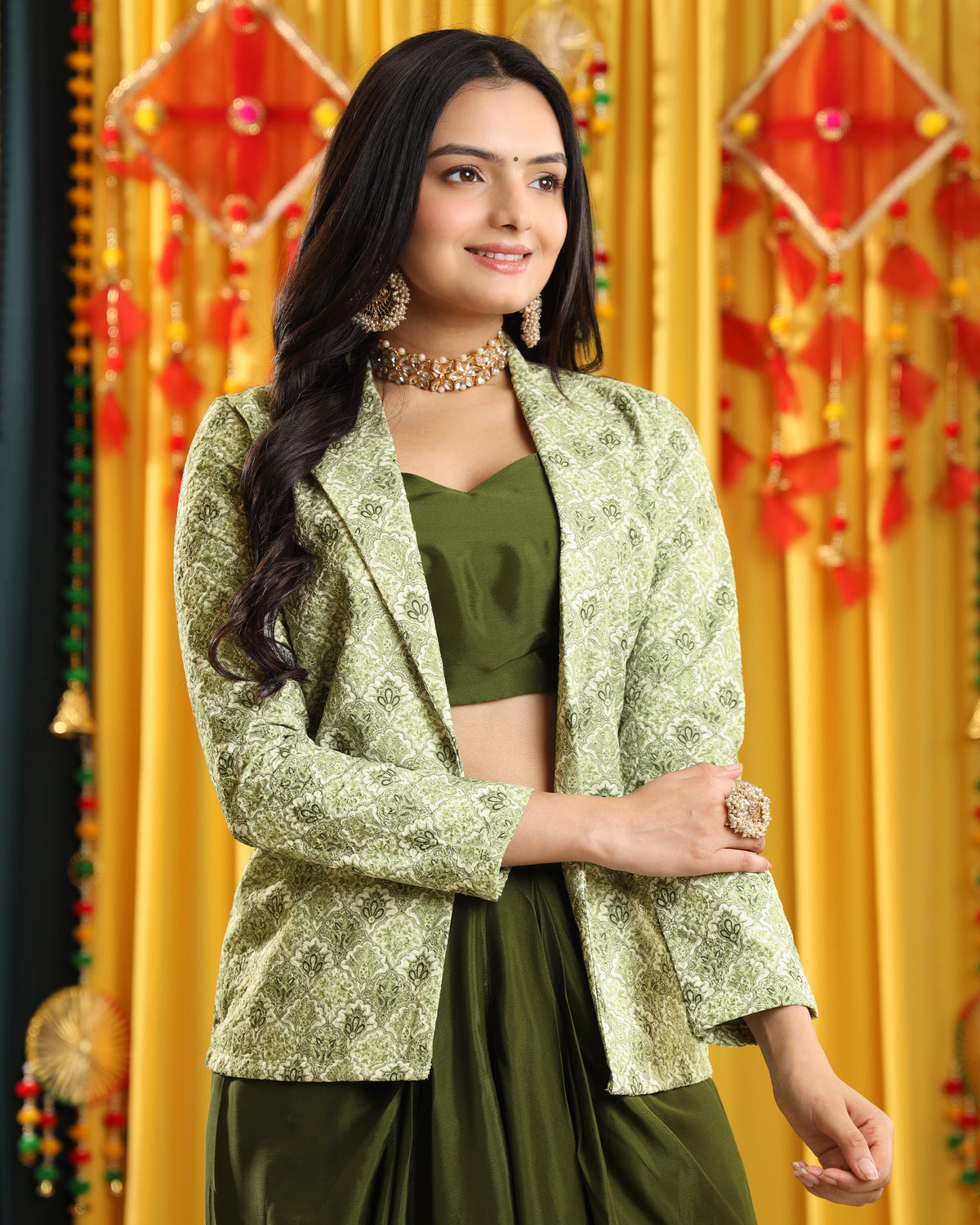 Beyond the Ordinary : An Embroidered Green Fastive Jacket
