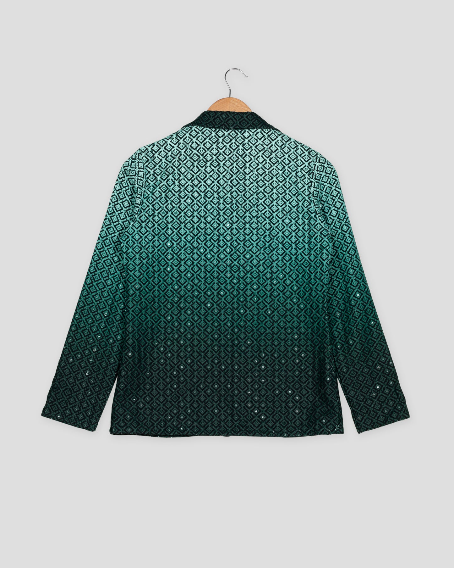 Royal Edit: Green Ombre Embroidered Notched Collar Jacket