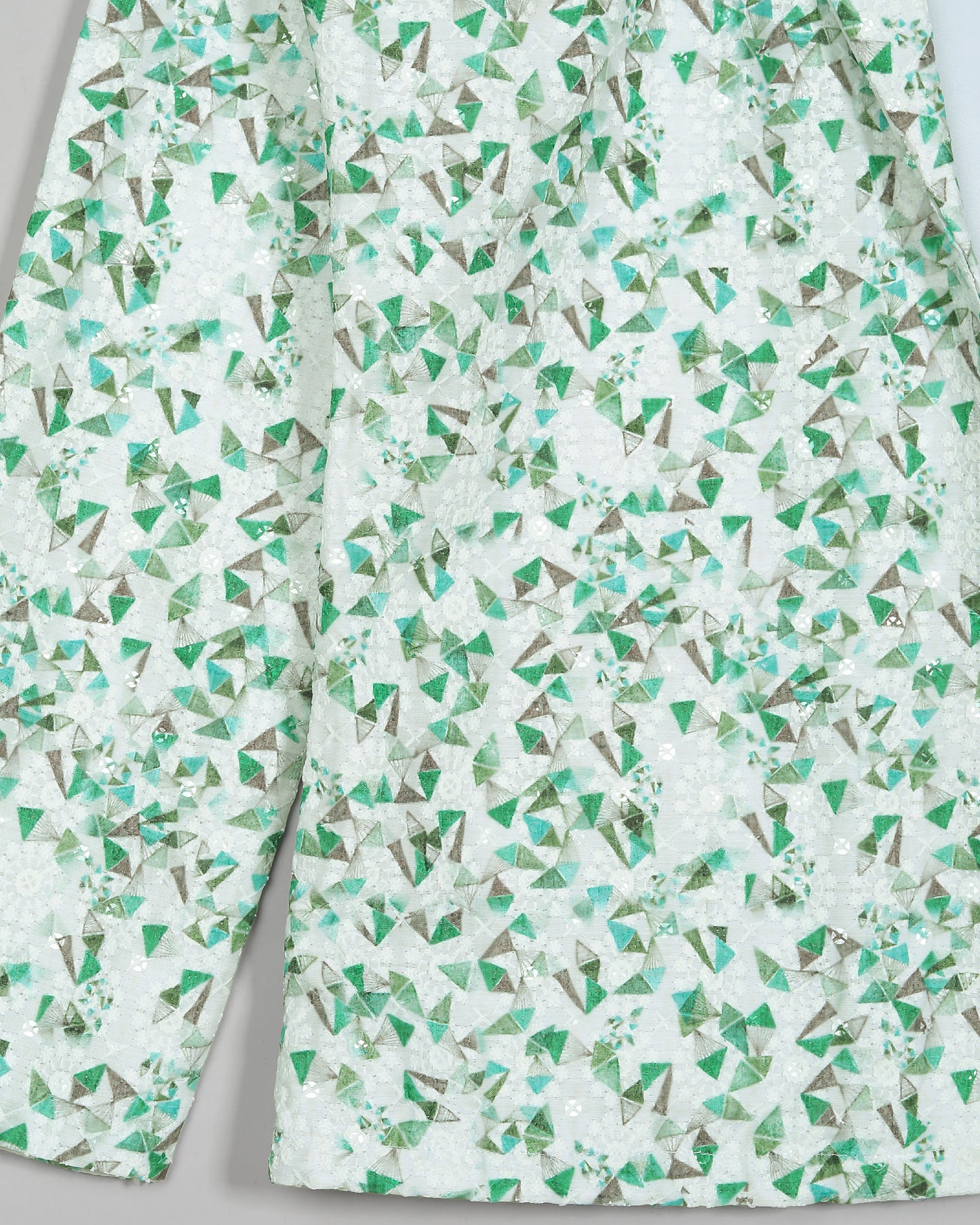Geometric Floral Embroidery Work Green Women's Jacket