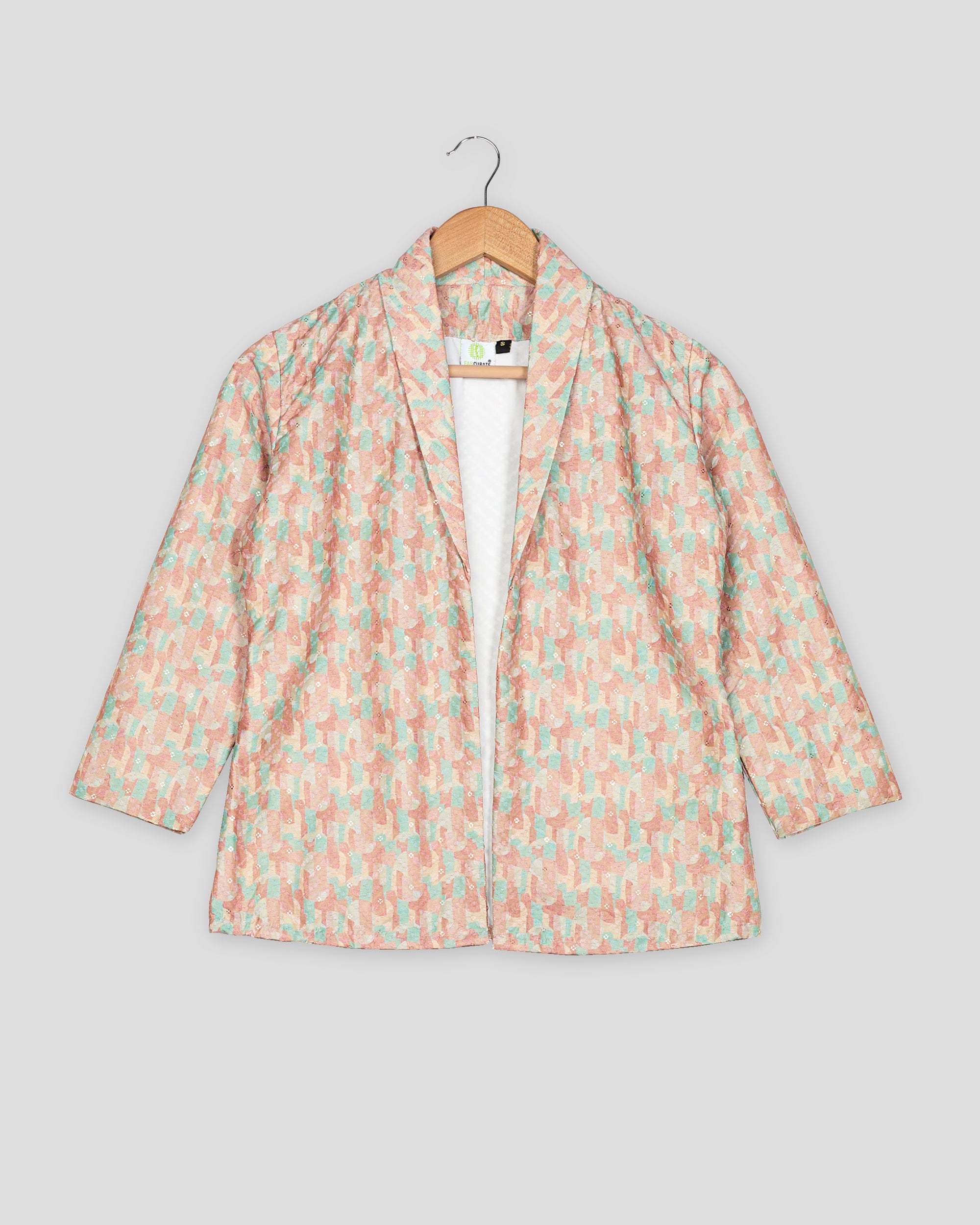 Grey Handloom Cotton Embroiderd Women Jacket