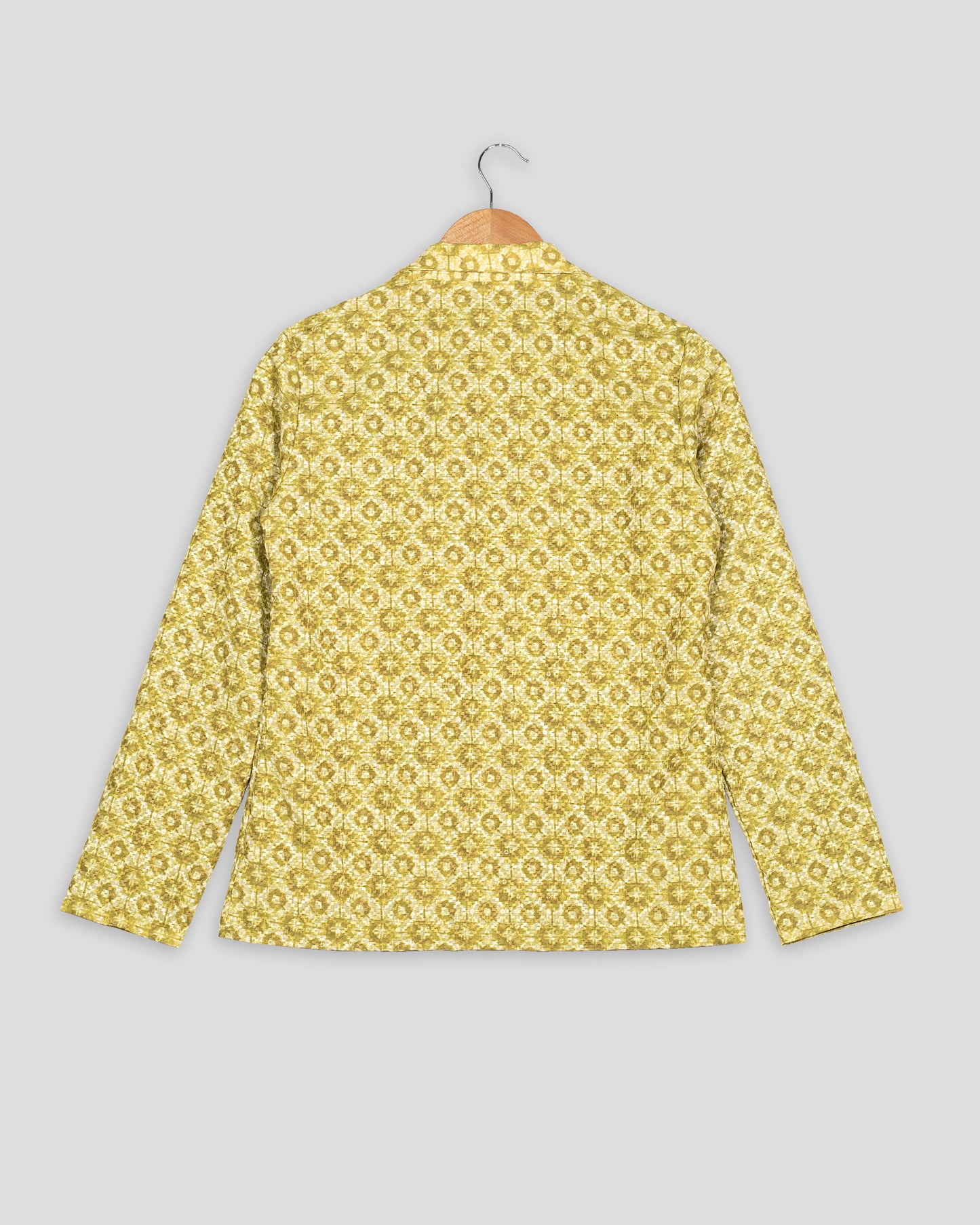 Geometric Floral Embroidery Work Yellow Women's Jacket