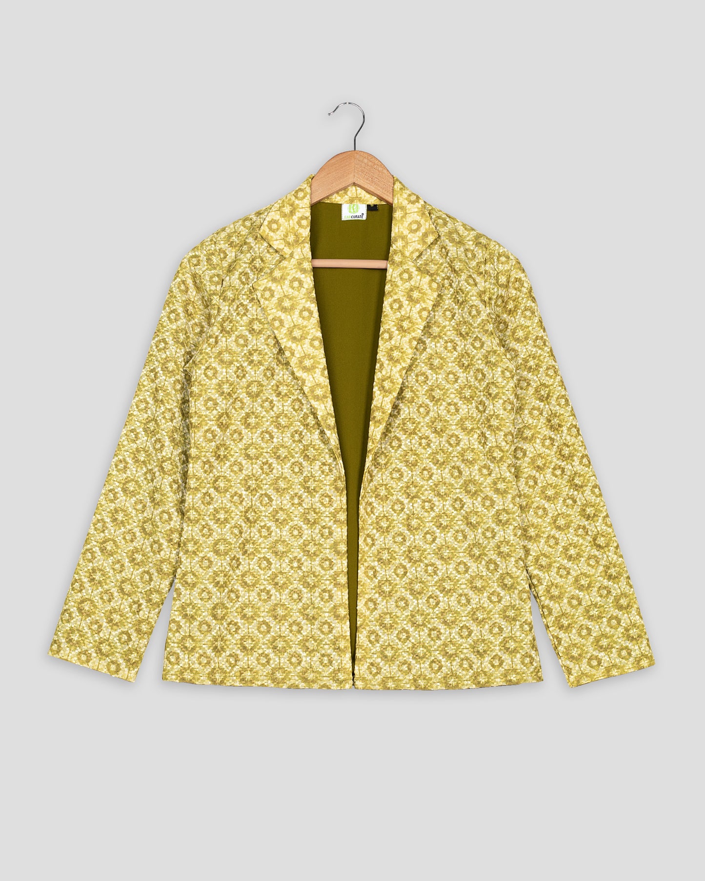 Geometric Floral Embroidery Work Yellow Women's Jacket