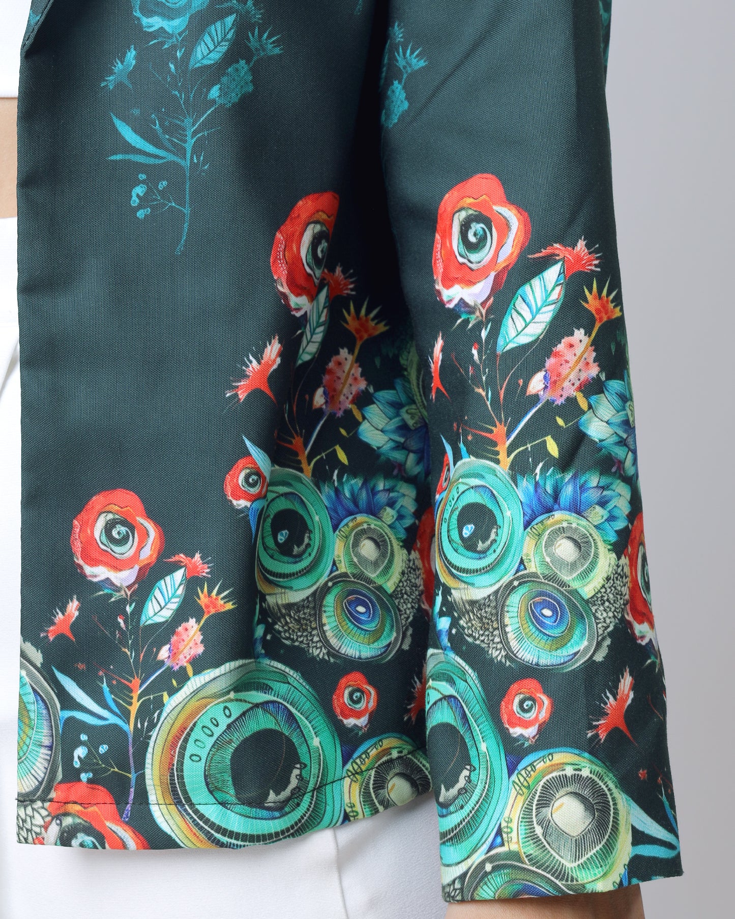 Elegant Rose Floral Jacket With Daman Detailing