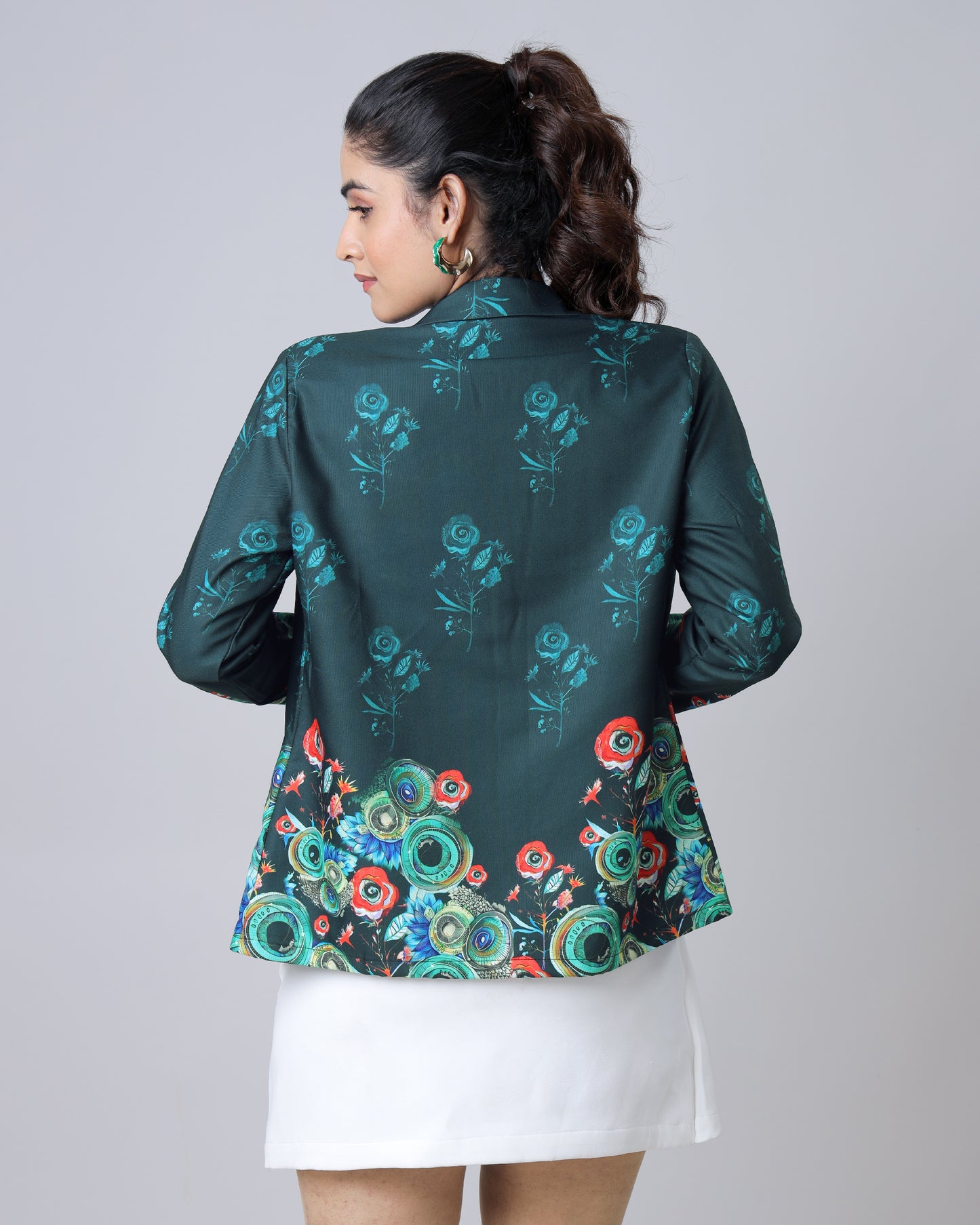 Elegant Rose Floral Jacket With Daman Detailing
