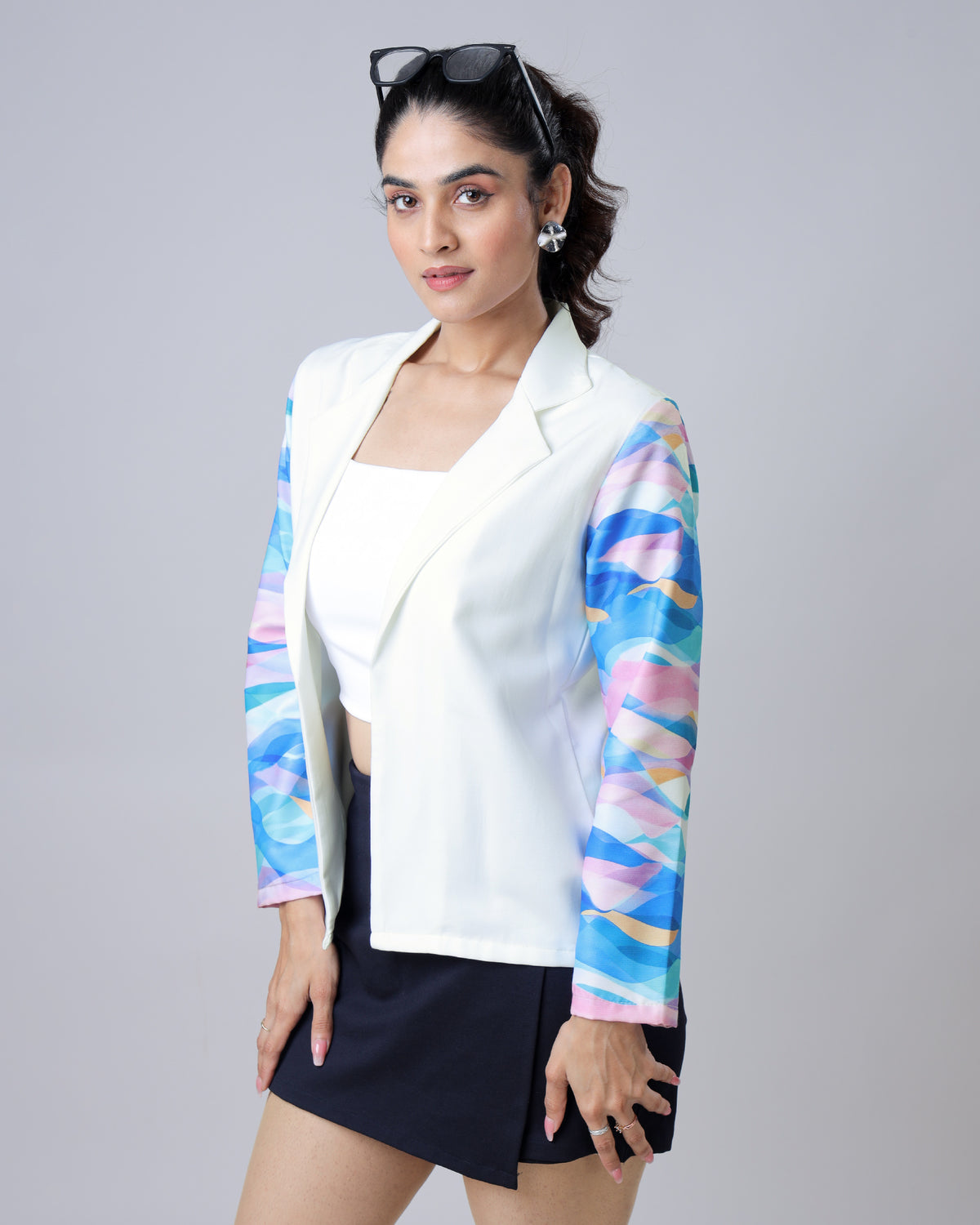 One And Only Color Block Abstract Sleevs Women's Jacket