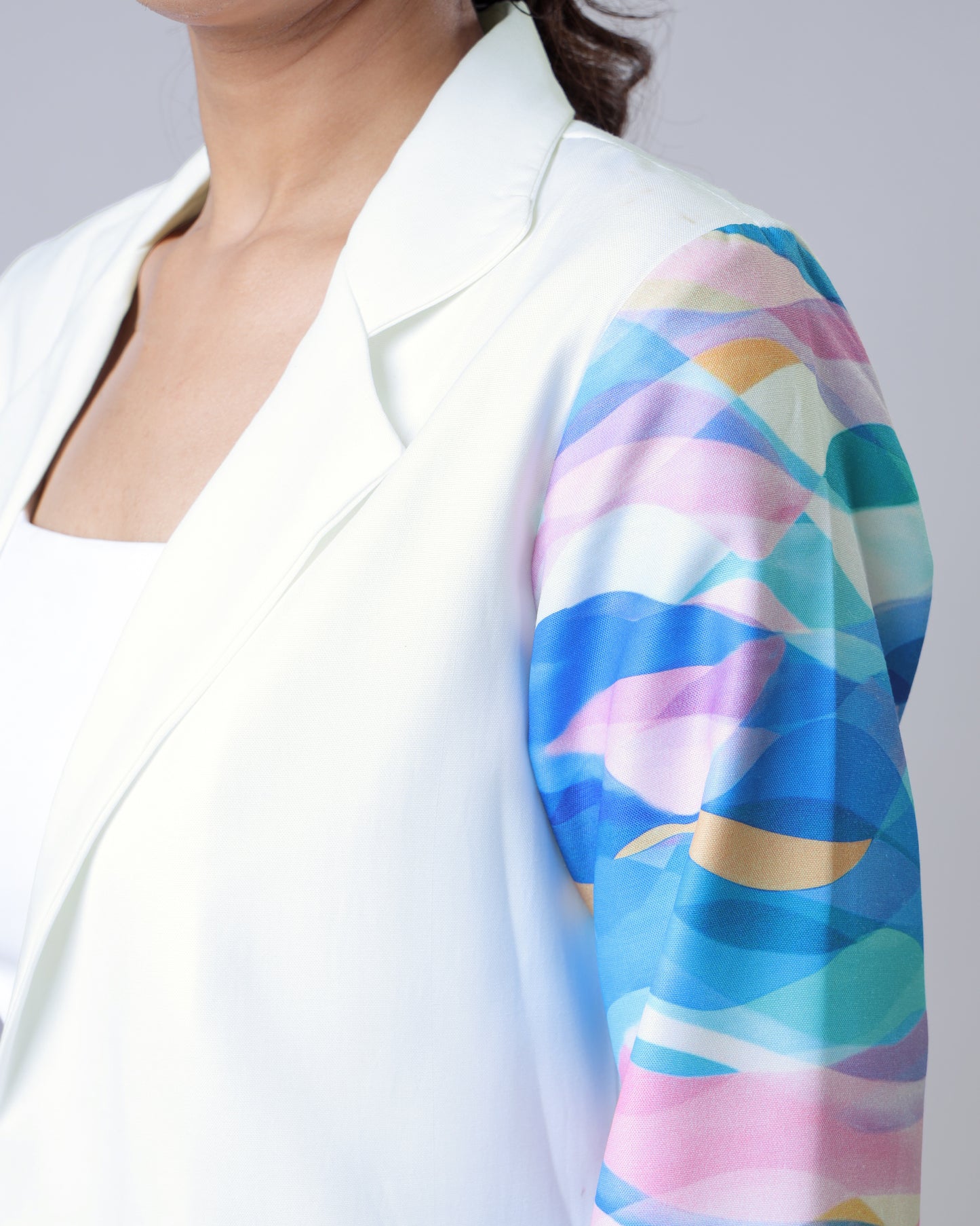 One And Only Color Block Abstract Sleevs Women's Jacket