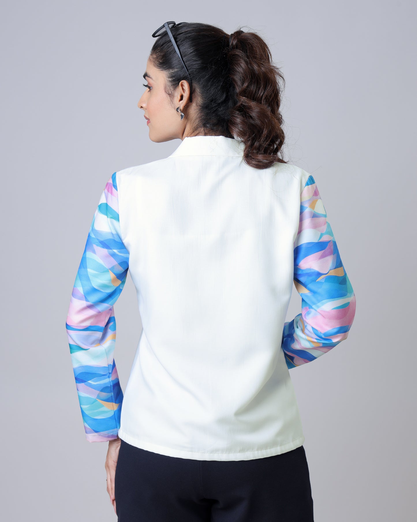 One And Only Color Block Abstract Sleevs Women's Jacket