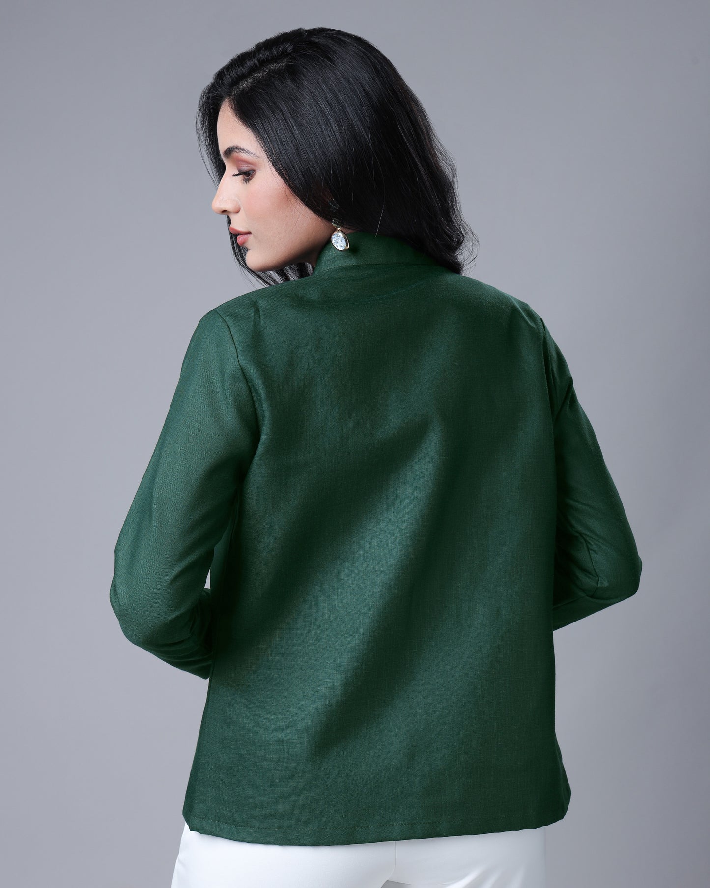 ExclusivVibe Patchwork Jacket for Women Wihh Solid Color