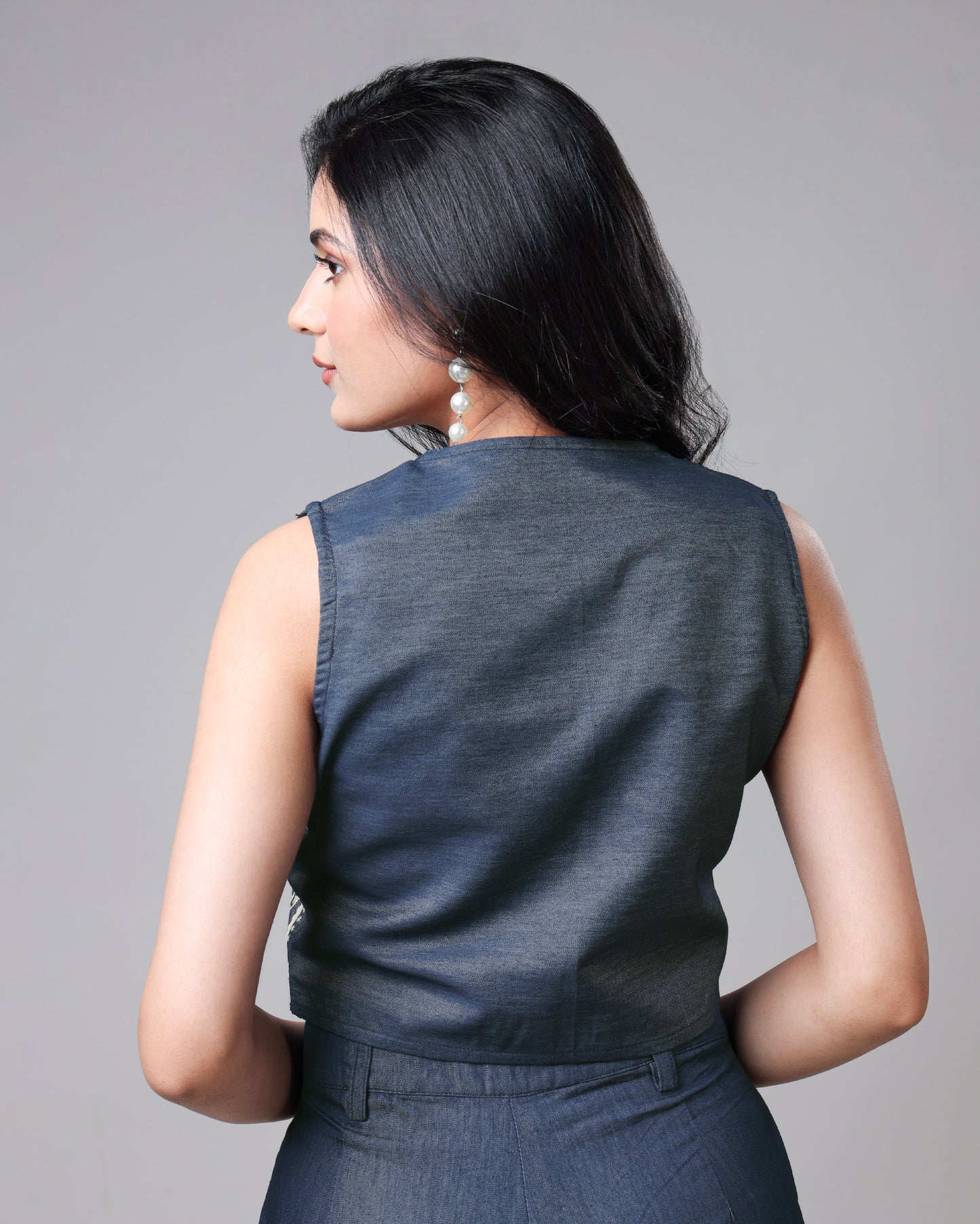 Denim Jacket with Storytelling Threadwork For Women