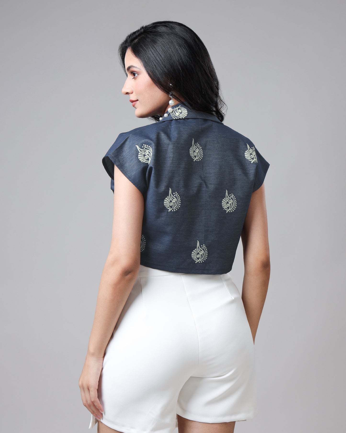 Denim Jacket with Storytelling Threadwork For Women