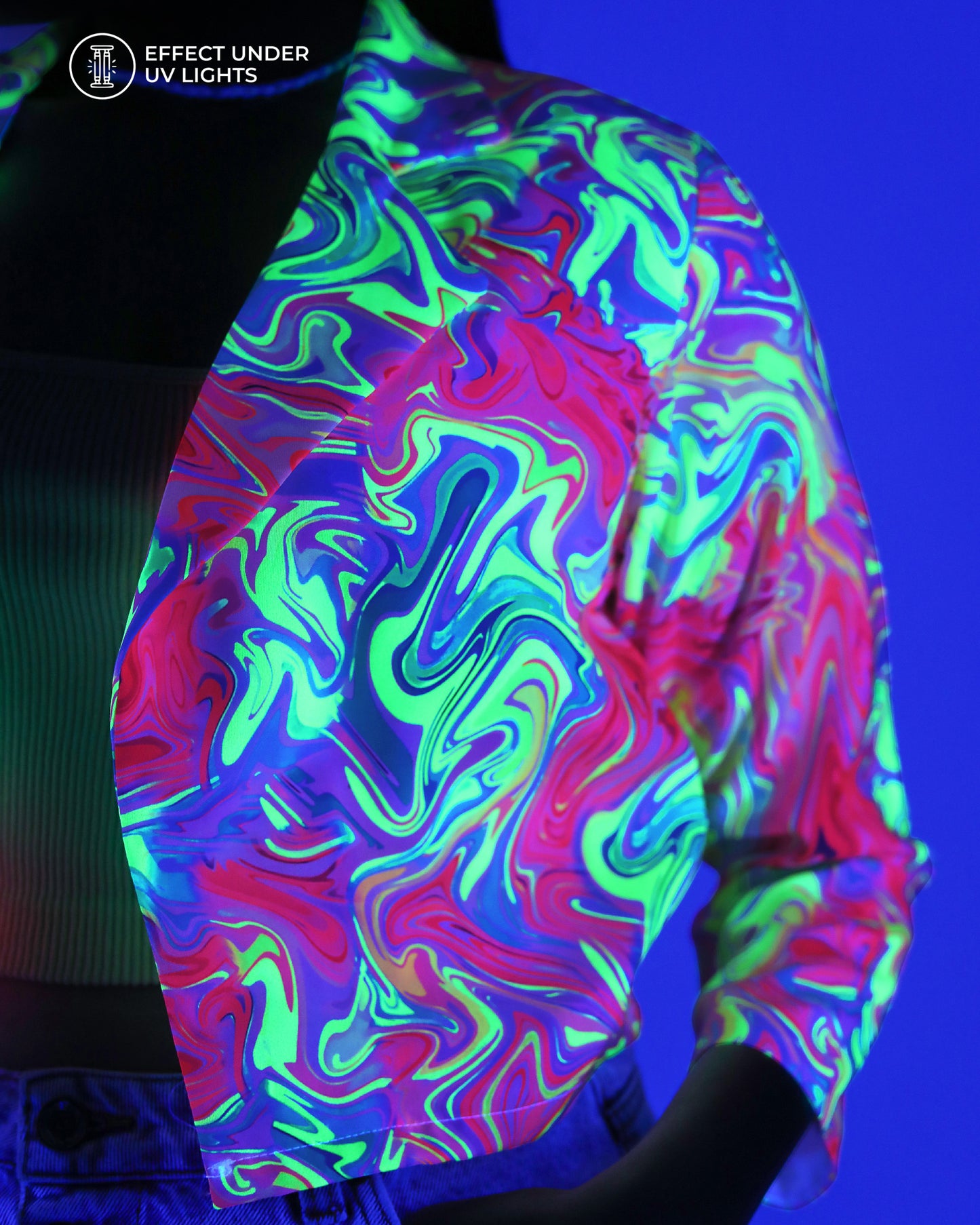 Women's Neon Marble Short Jacket for Disco Nights