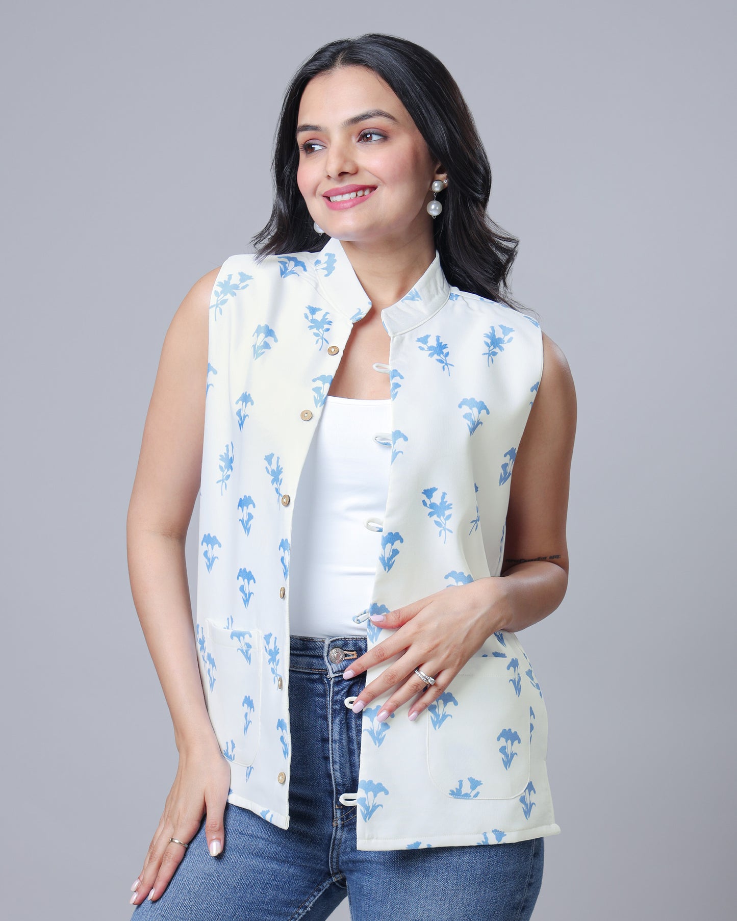 Womens Smart Fit Jacket with Trendy Aesthetic Floral