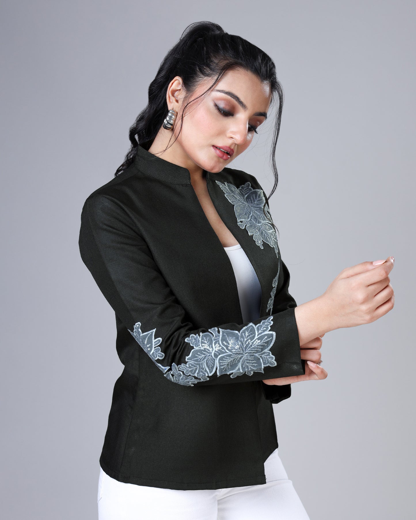 Minimal Meets Bold - Patch Work Black Color Jacket