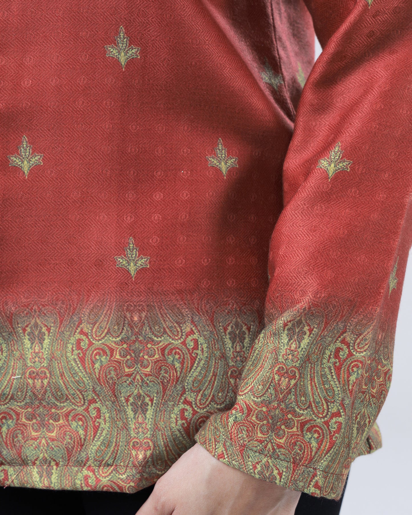 Vintage Floral Motif Pashmina Jacket For Women