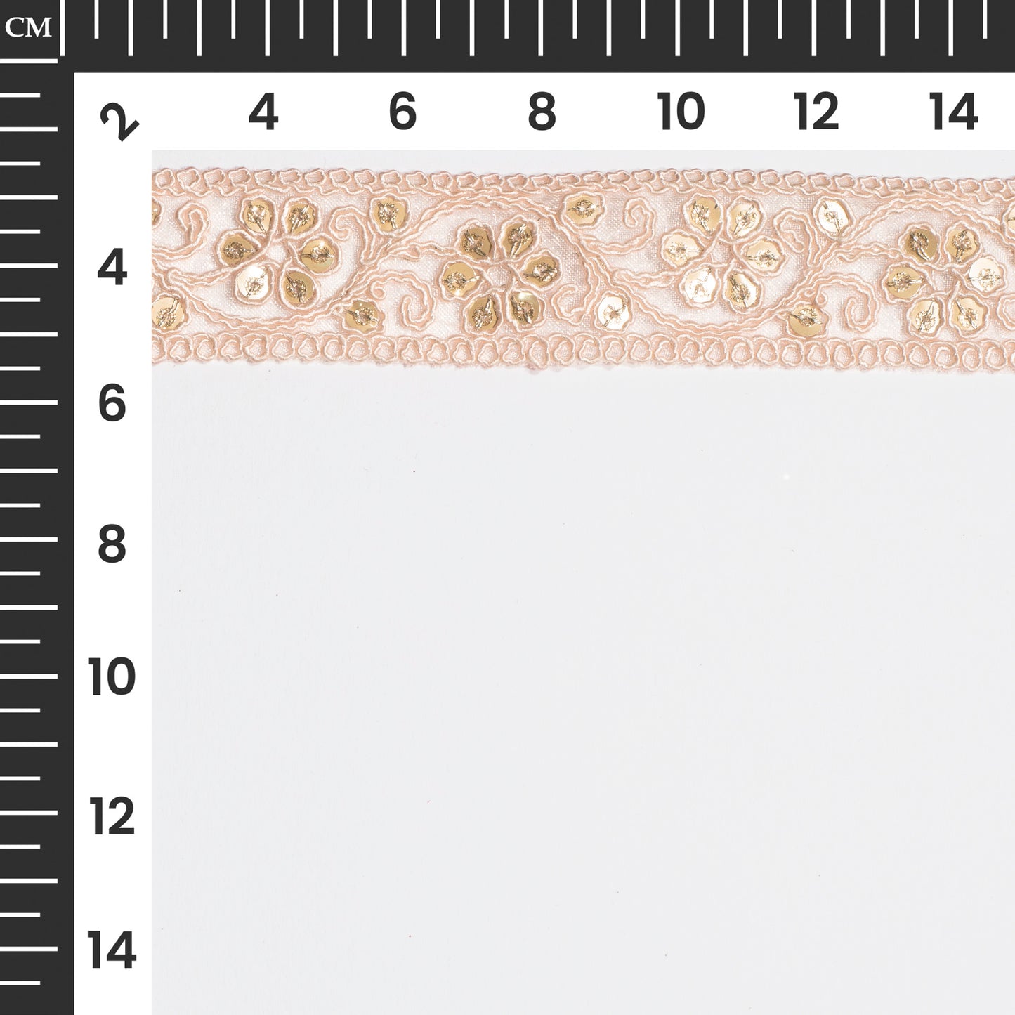 Sequins Glitter on Beautiful Pastel Peach Lace (9 Mtr)