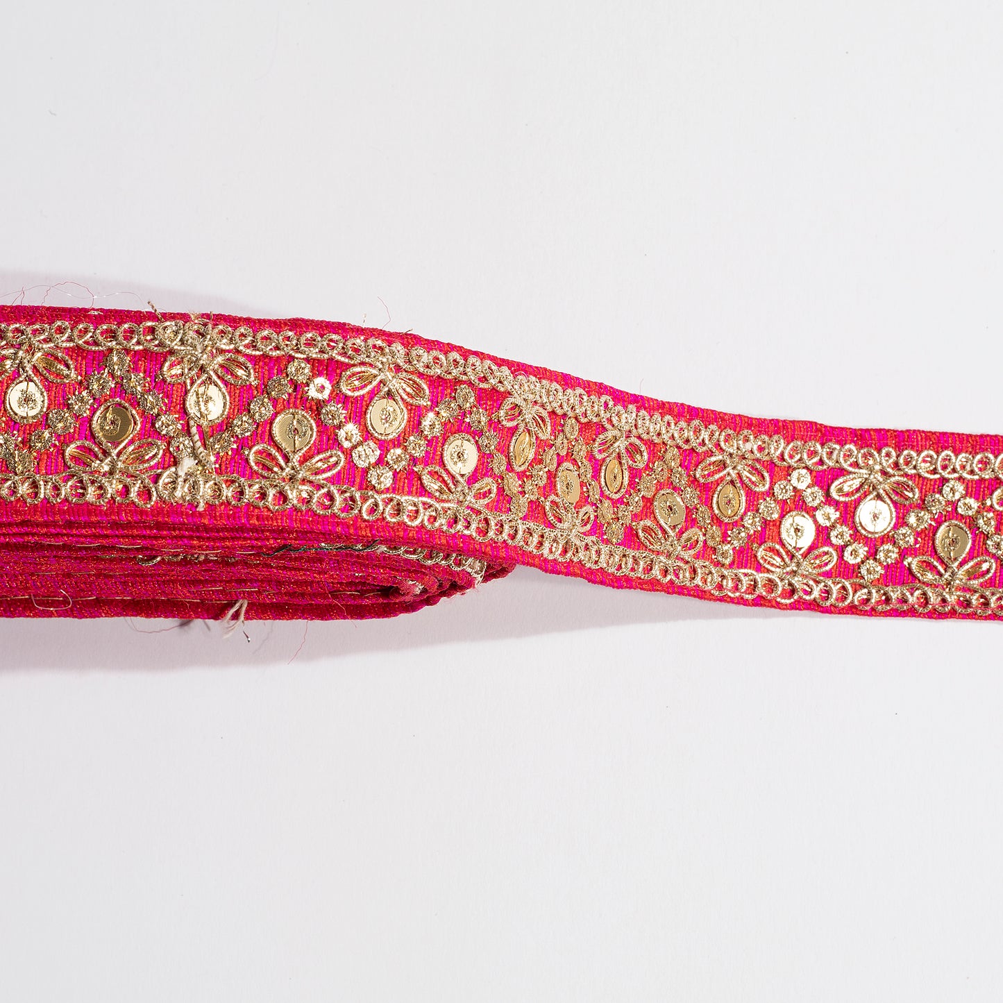 Zardosi Work Weaving Magic on Fuchsia Fancy Lace (9 Mtr)