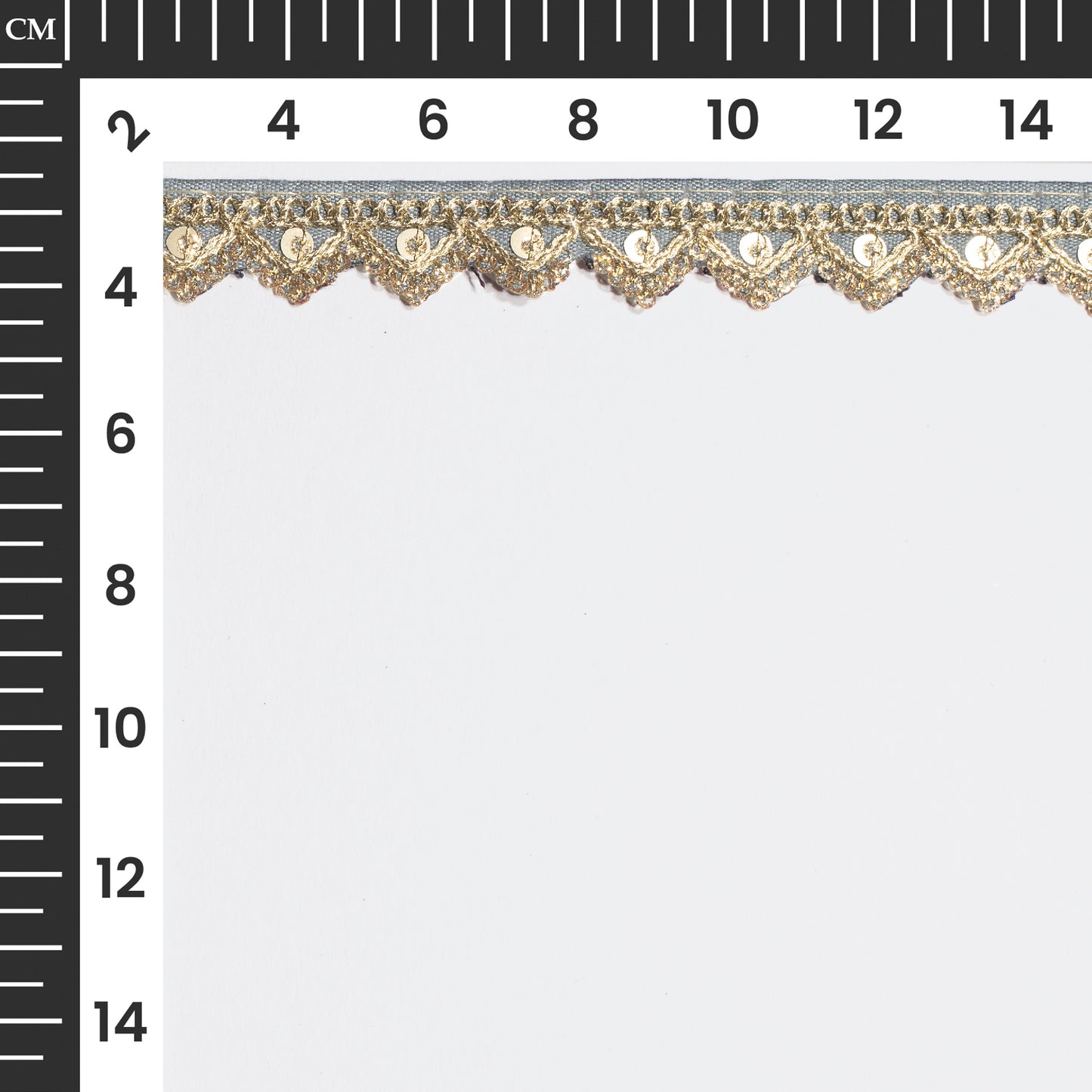 Zardosi Embellished Grey Triangle Scalloped Lace (9 Mtr)