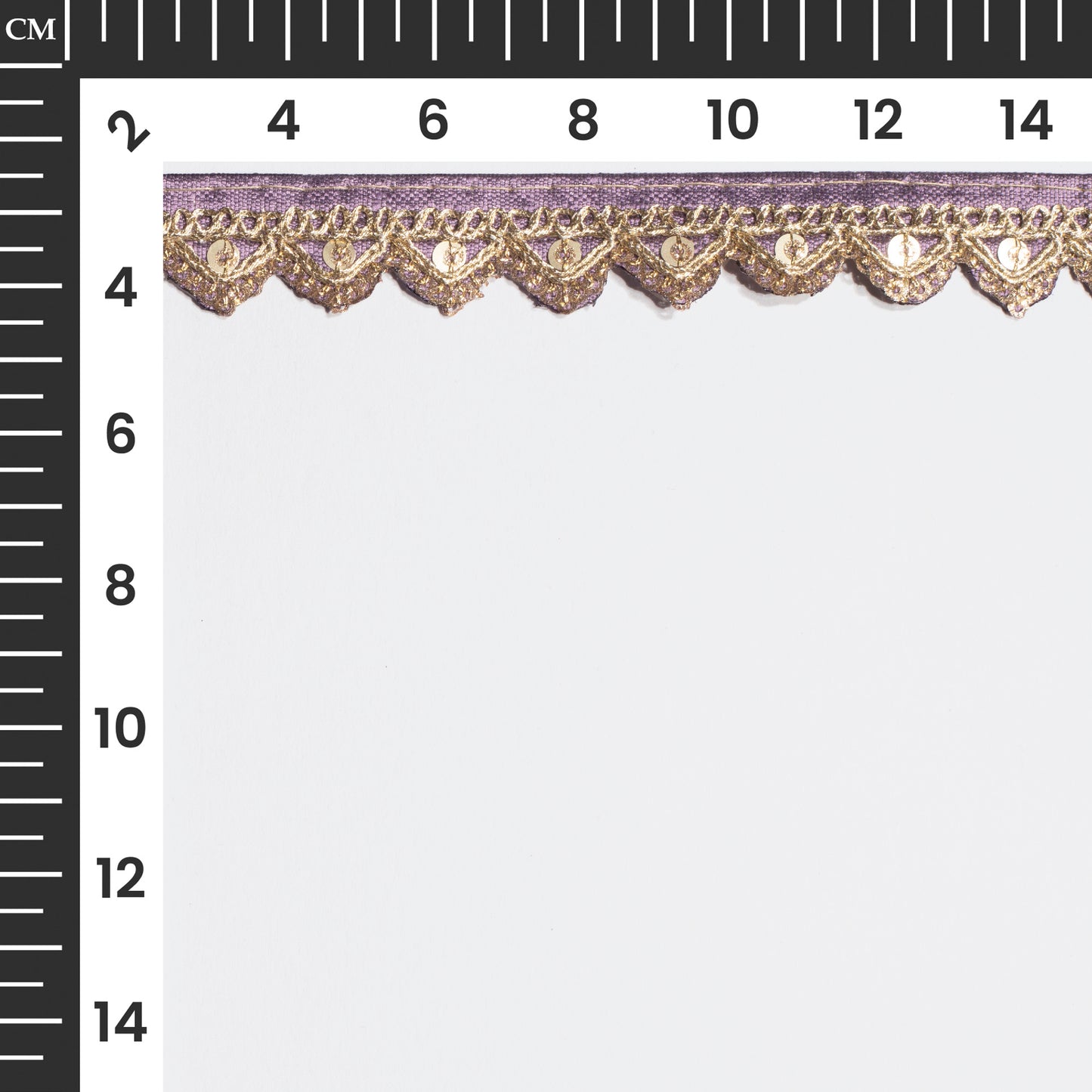 Zardosi Embellished Purple Triangle Scalloped Lace (9 Mtr)