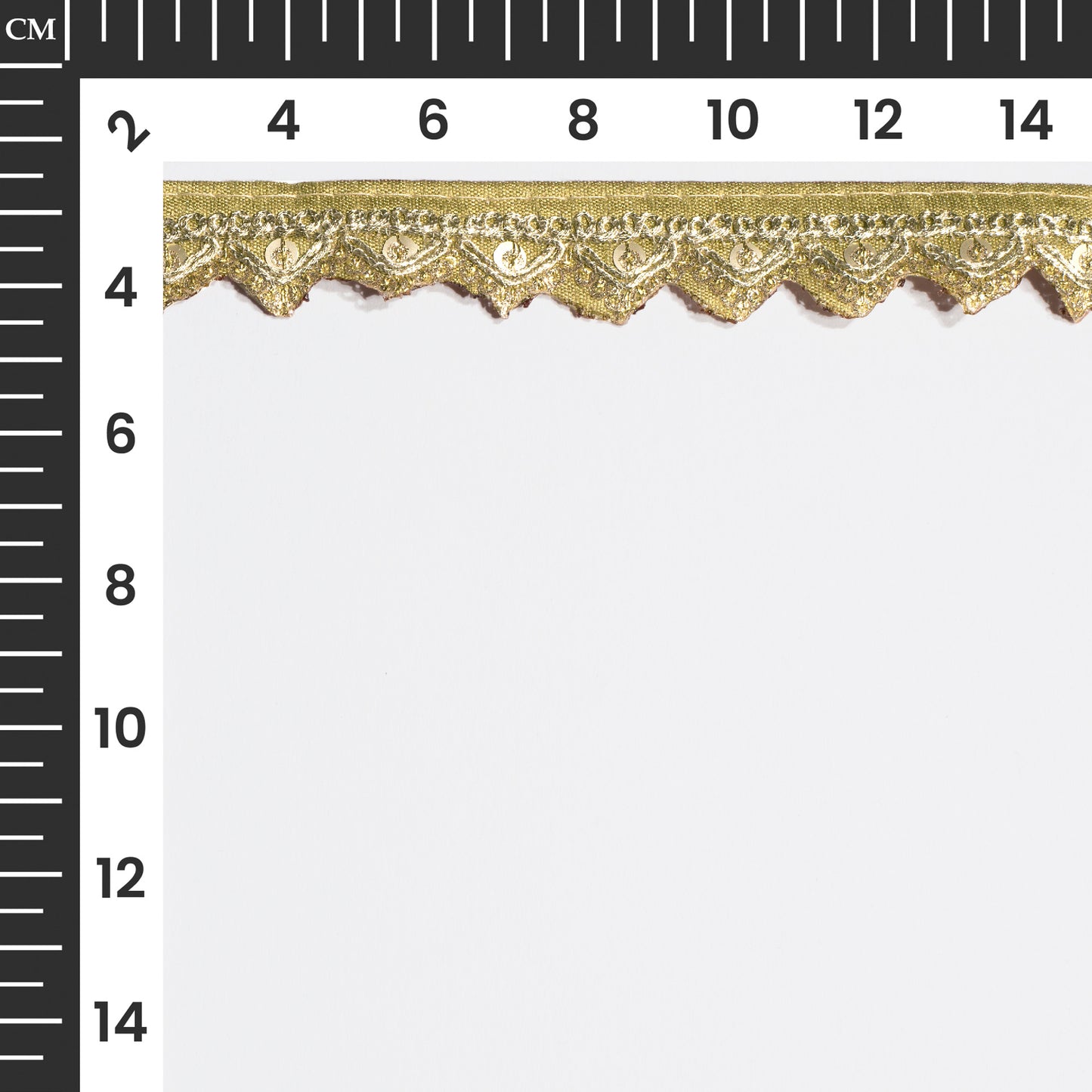 Zardosi Embellished Golden Triangle Scalloped Lace (9 Mtr)