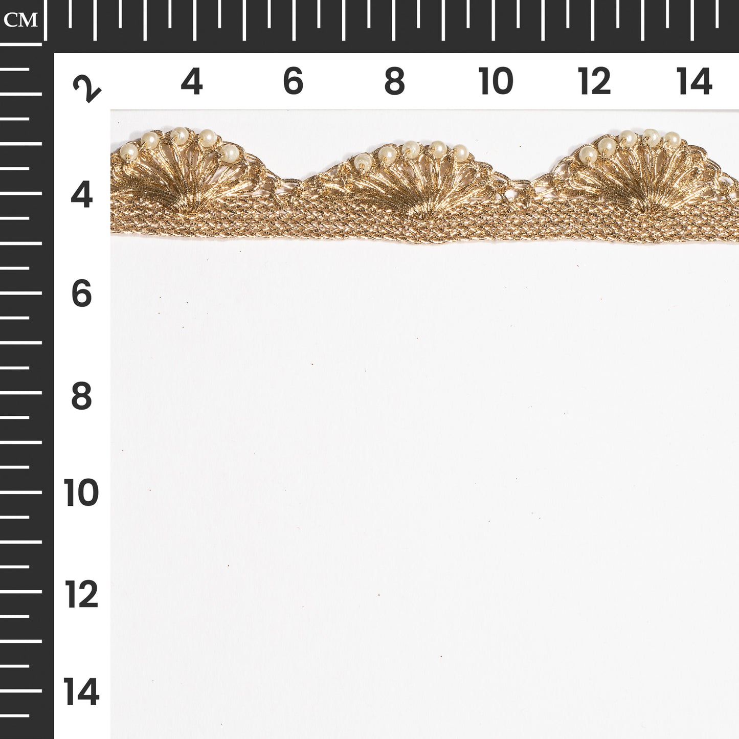 Zari Thread Enriched with Lustrous Pearl Scalloped Lace (9 Mtr)