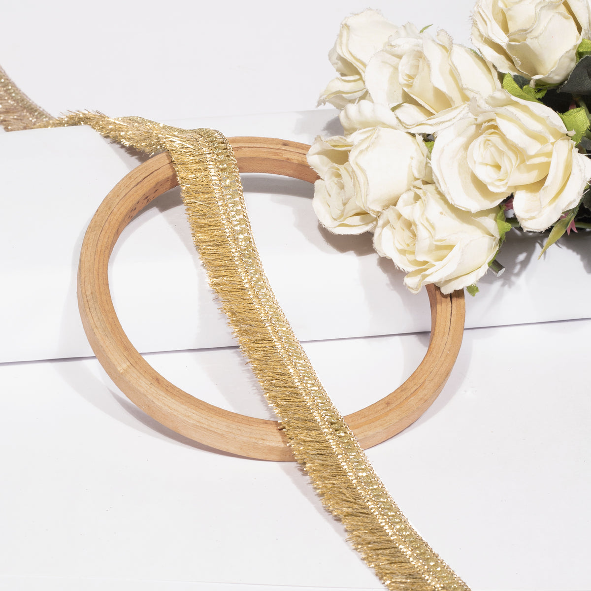 Shimmering Gota Threads and Fringe Fusion Lace (18 Mtr)