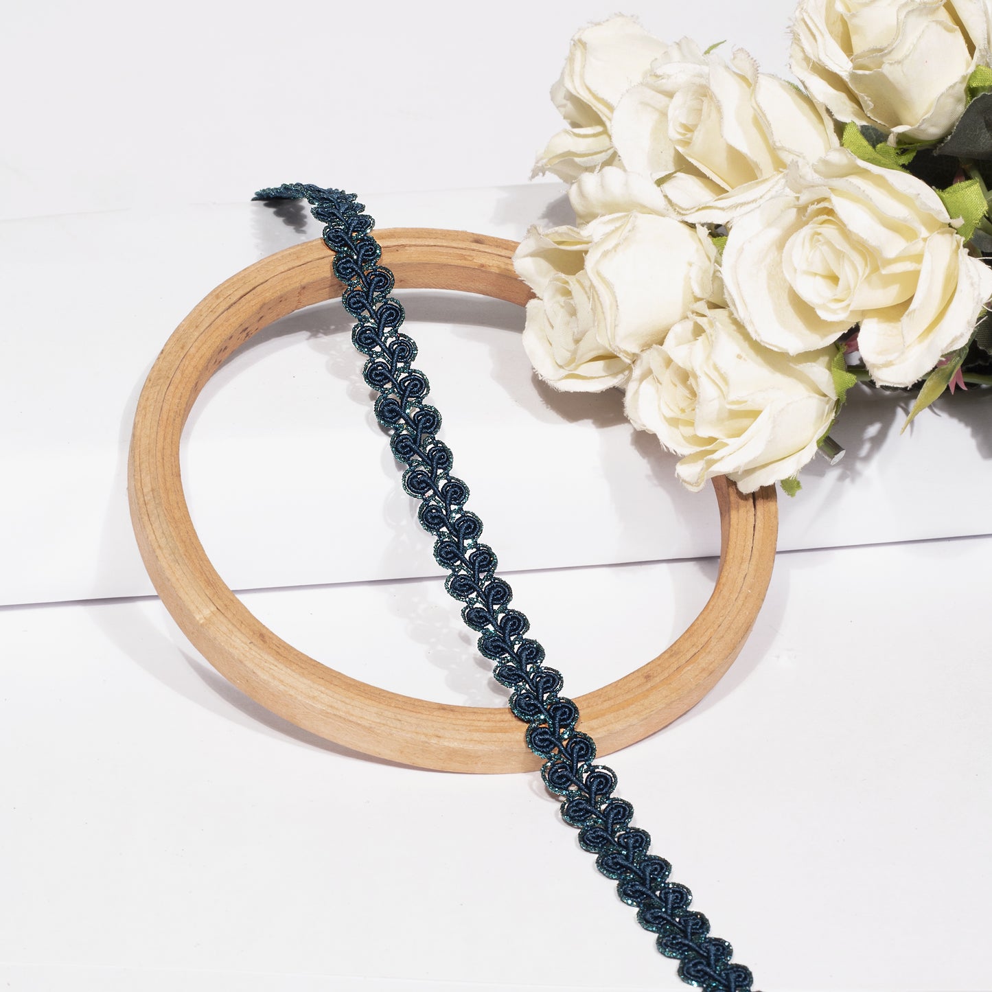 Glittering Peacock Blue Braid Lace (18 Mtr)