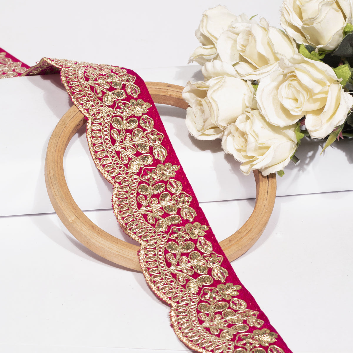 Floral Heavy Gota Patti Work Indian Saree Velvet lace (9 MTR)