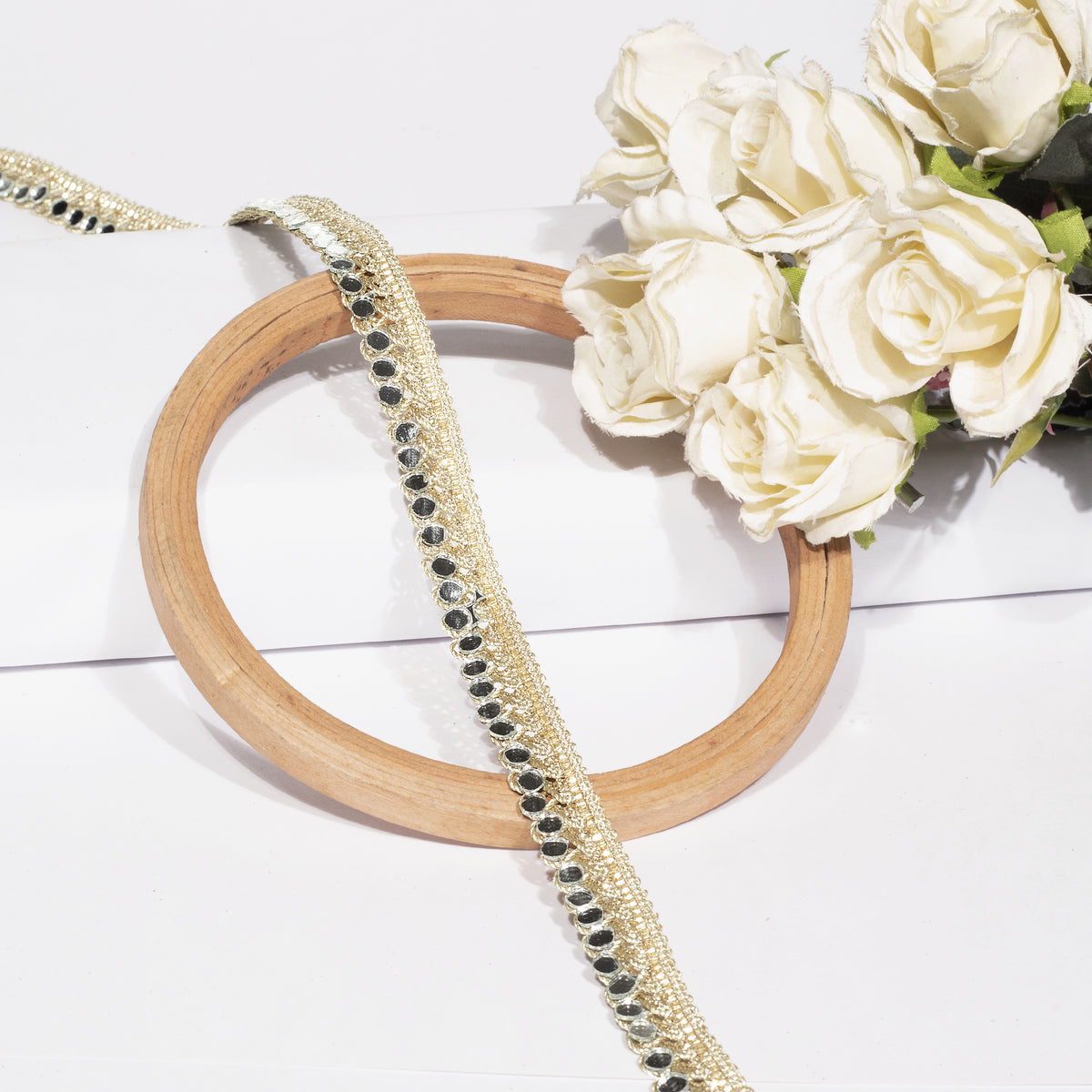 Real Mirrors Sparkle on this Exquisite Lace (9 Mtr)