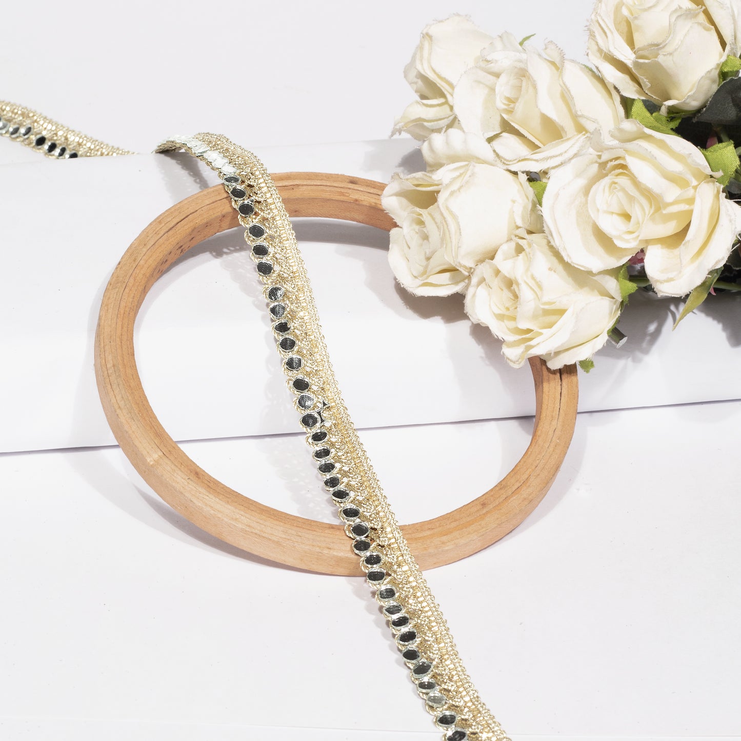 Real Mirrors Sparkle on this Exquisite Lace (9 Mtr)