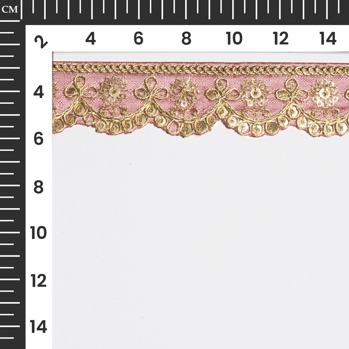 Pink Fancy Sequins Adorn Delicate Scalloped Lace (9 Mtr)