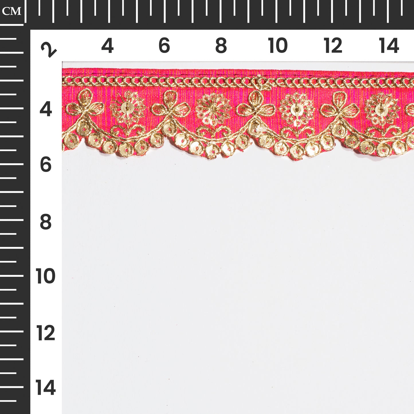 Fuchsia Fancy Sequins Adorn Delicate Scalloped Lace (9 Mtr)