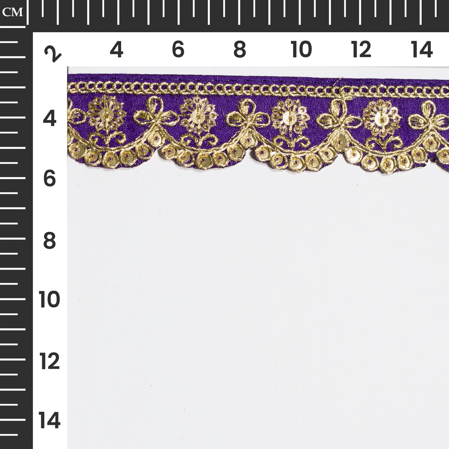 Violet Purple Fancy Sequins Adorn Delicate Scalloped Lace (9 Mtr)