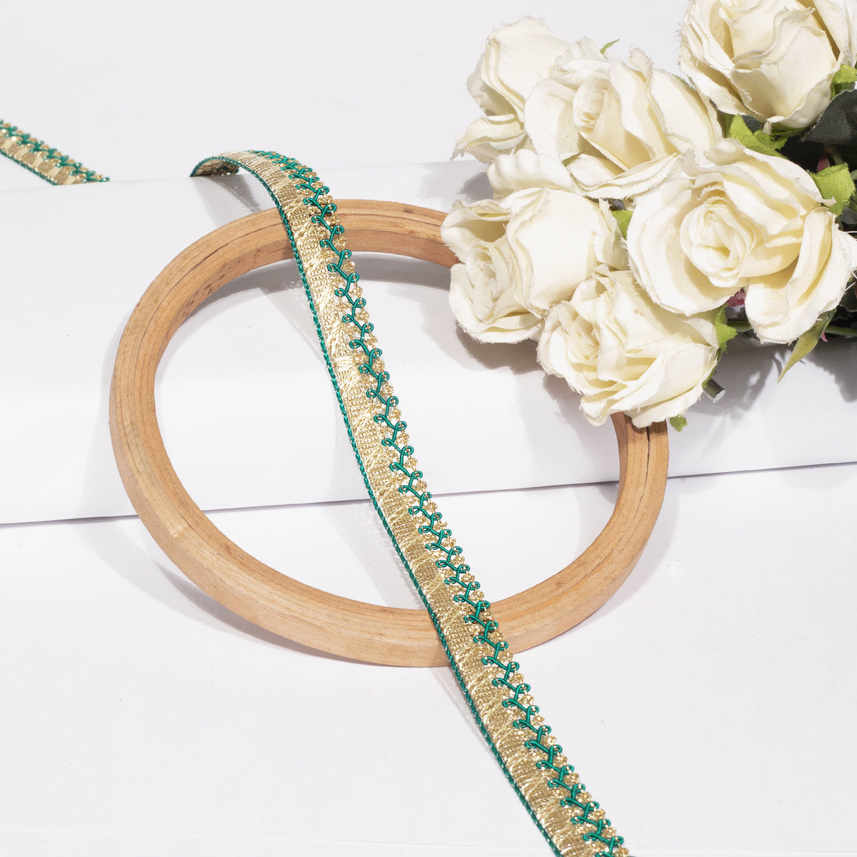 Turquoise Resham Twist in Golden Zari Lace (18 Mtr)