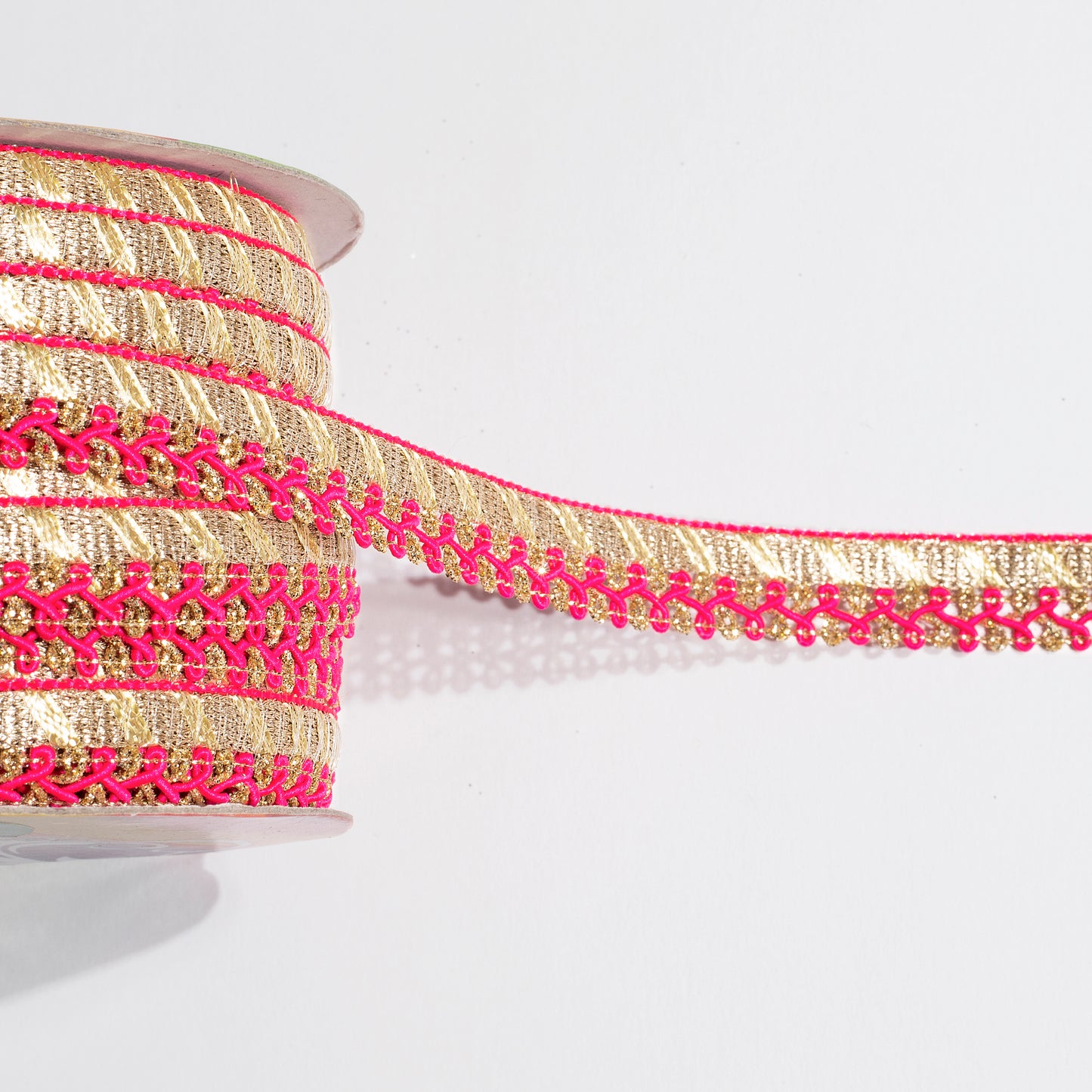 Fuchsia Resham Twist in Golden Zari Lace (18 Mtr)