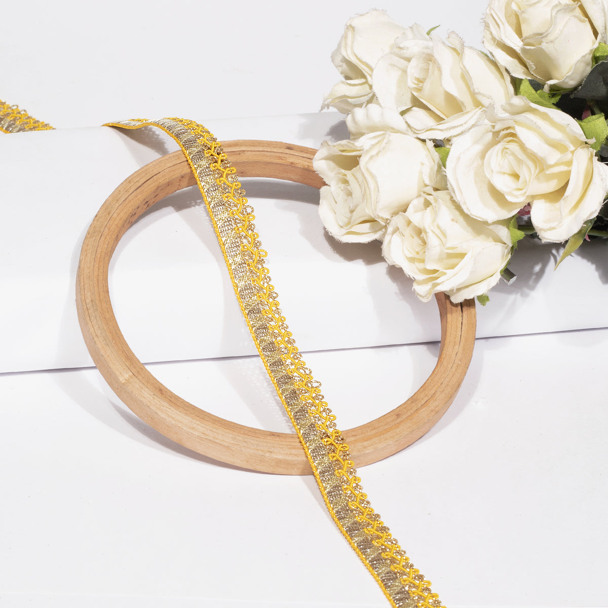 Yellow Resham Twist in Golden Zari Lace (18 Mtr)