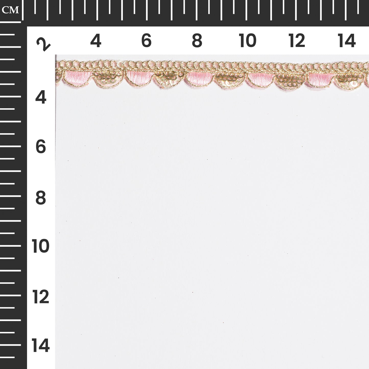Pink Resham Thread and Sequins Scalloped Lace (9 Mtr)