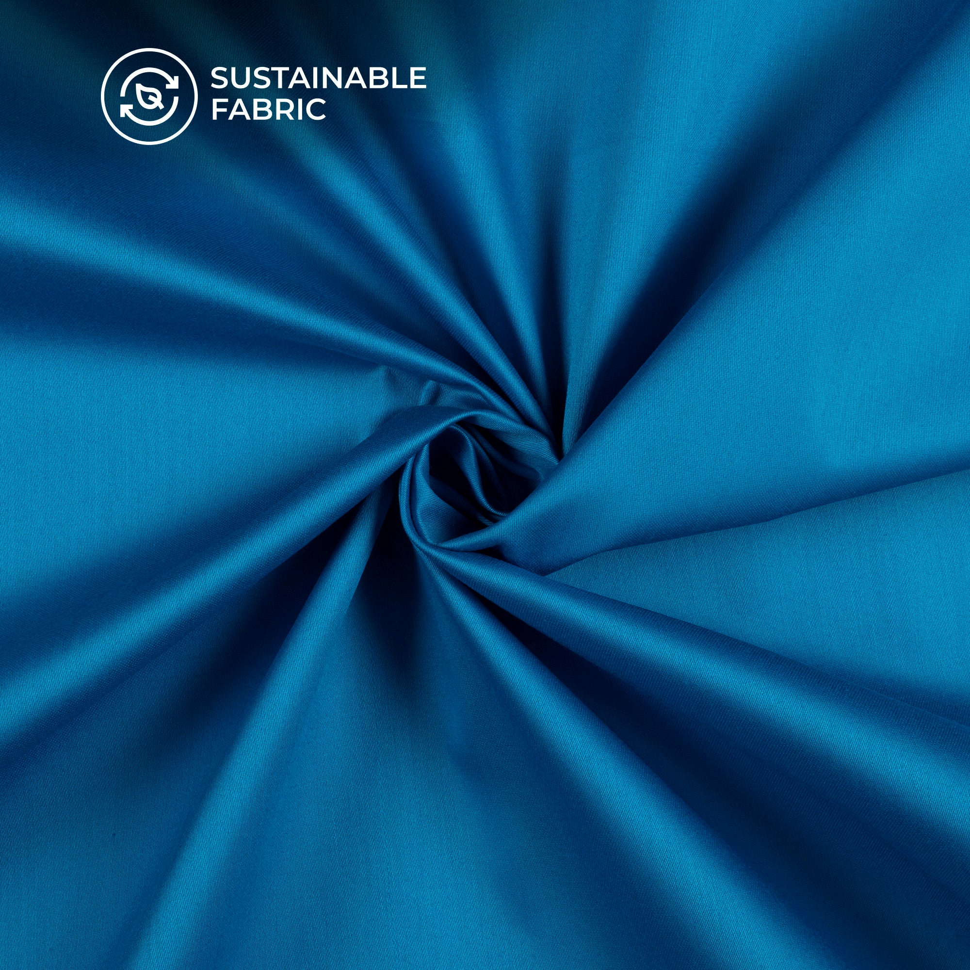 Azure Blue Plain Glazed Cotton Fabric Fabcurate