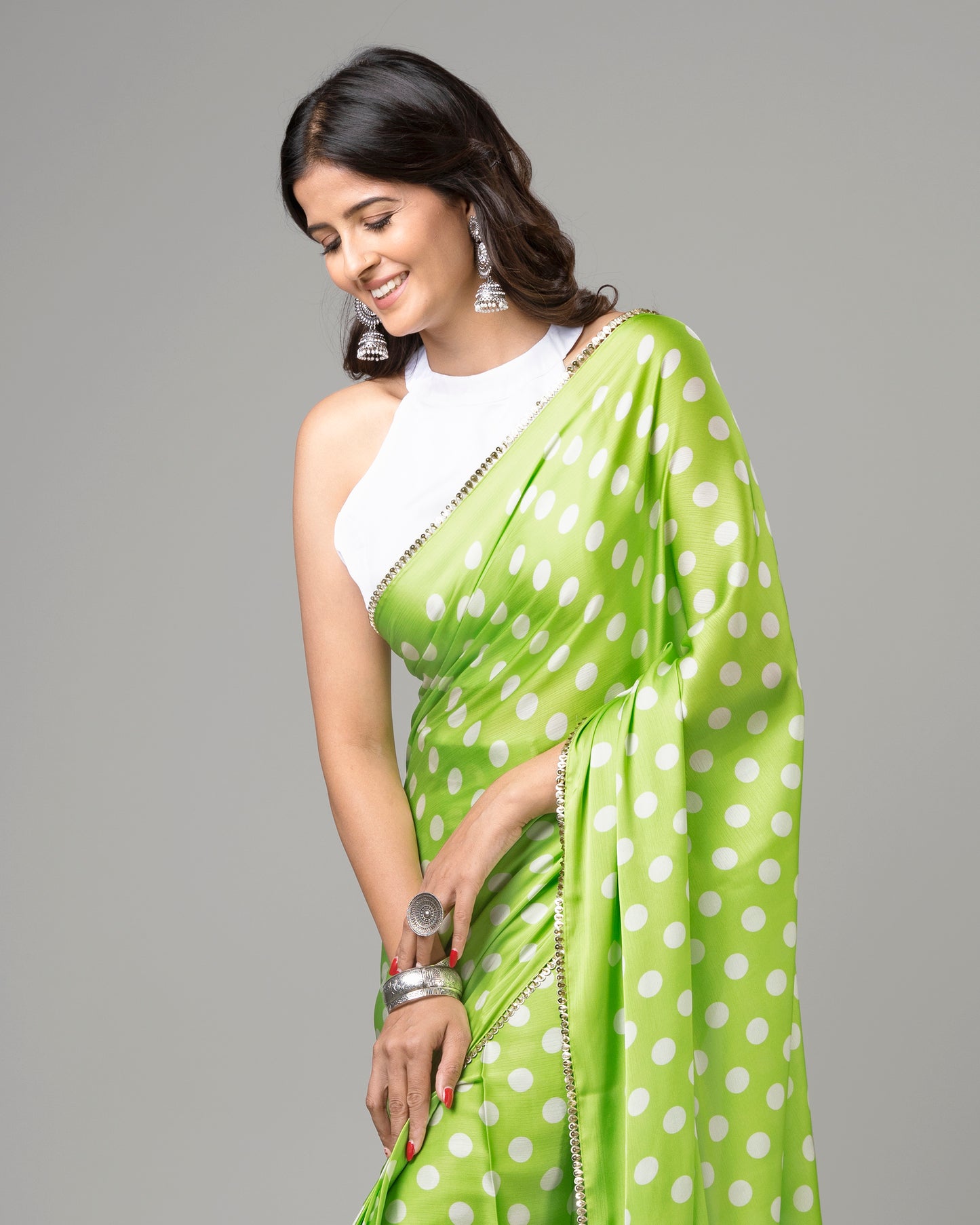 Lustrous Polka Dots Saree