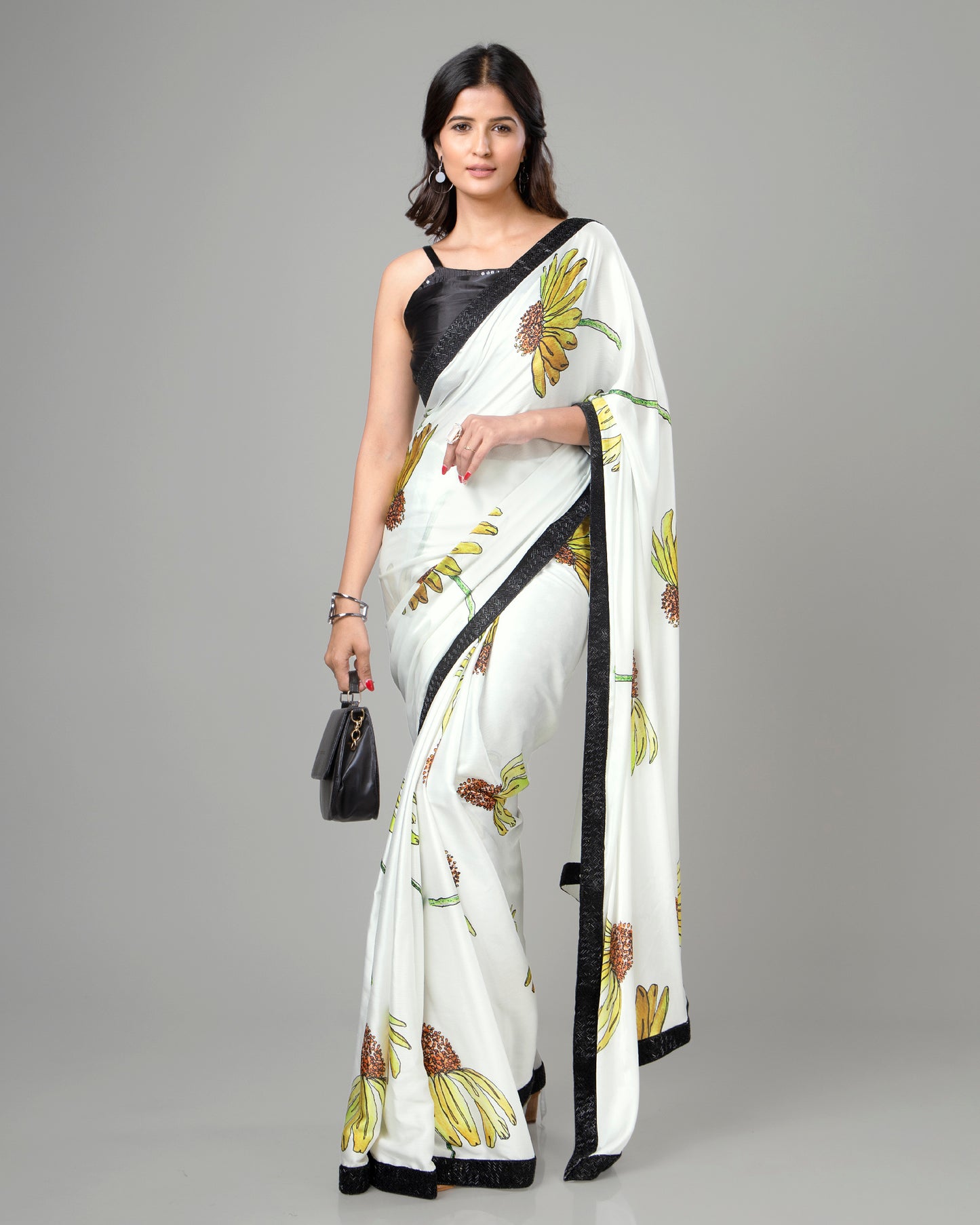 Beautiful Vintage Floral Pre-Draped Saree