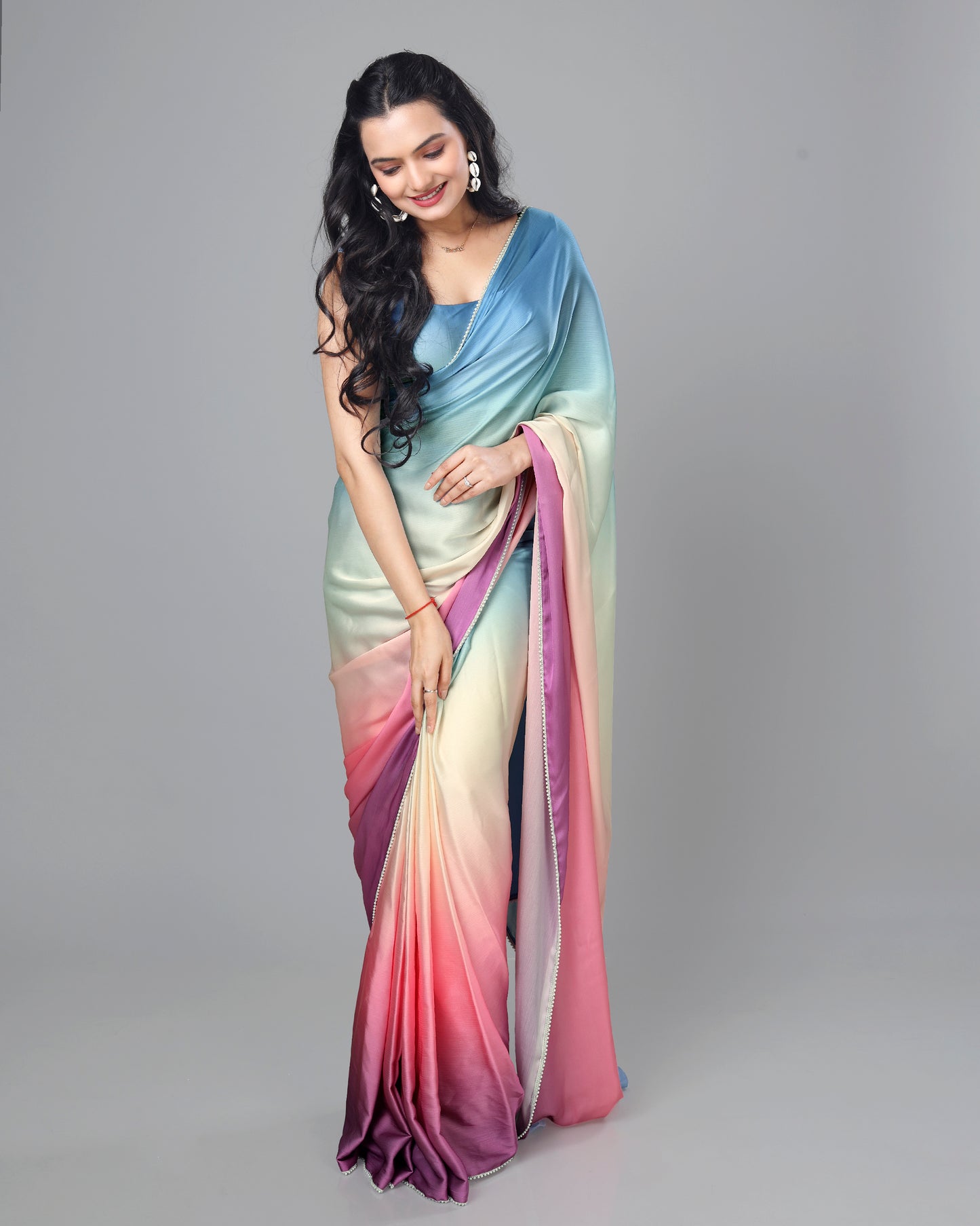 Exclusive Ombre Women's Designer Bollywood Pre-Draped Saree