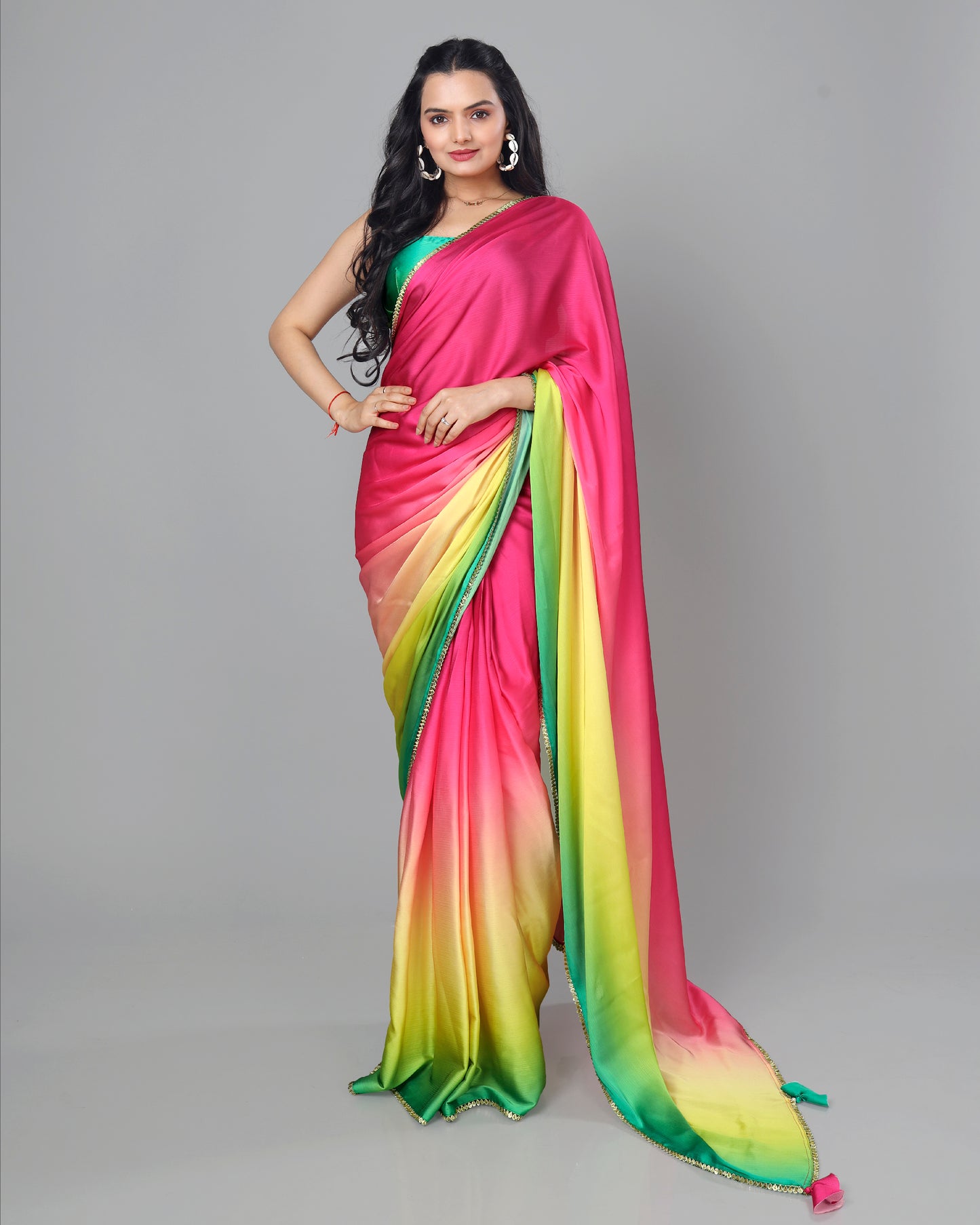 Exclusive Ombre Women's Designer Bollywood Pre-Draped Saree