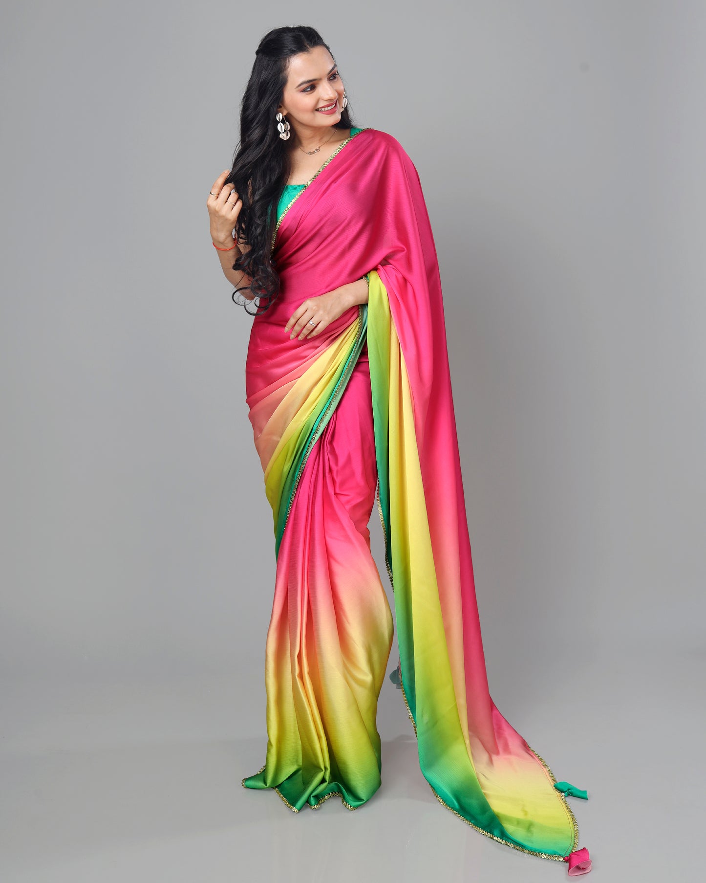 Exclusive Ombre Women's Designer Bollywood Pre-Draped Saree