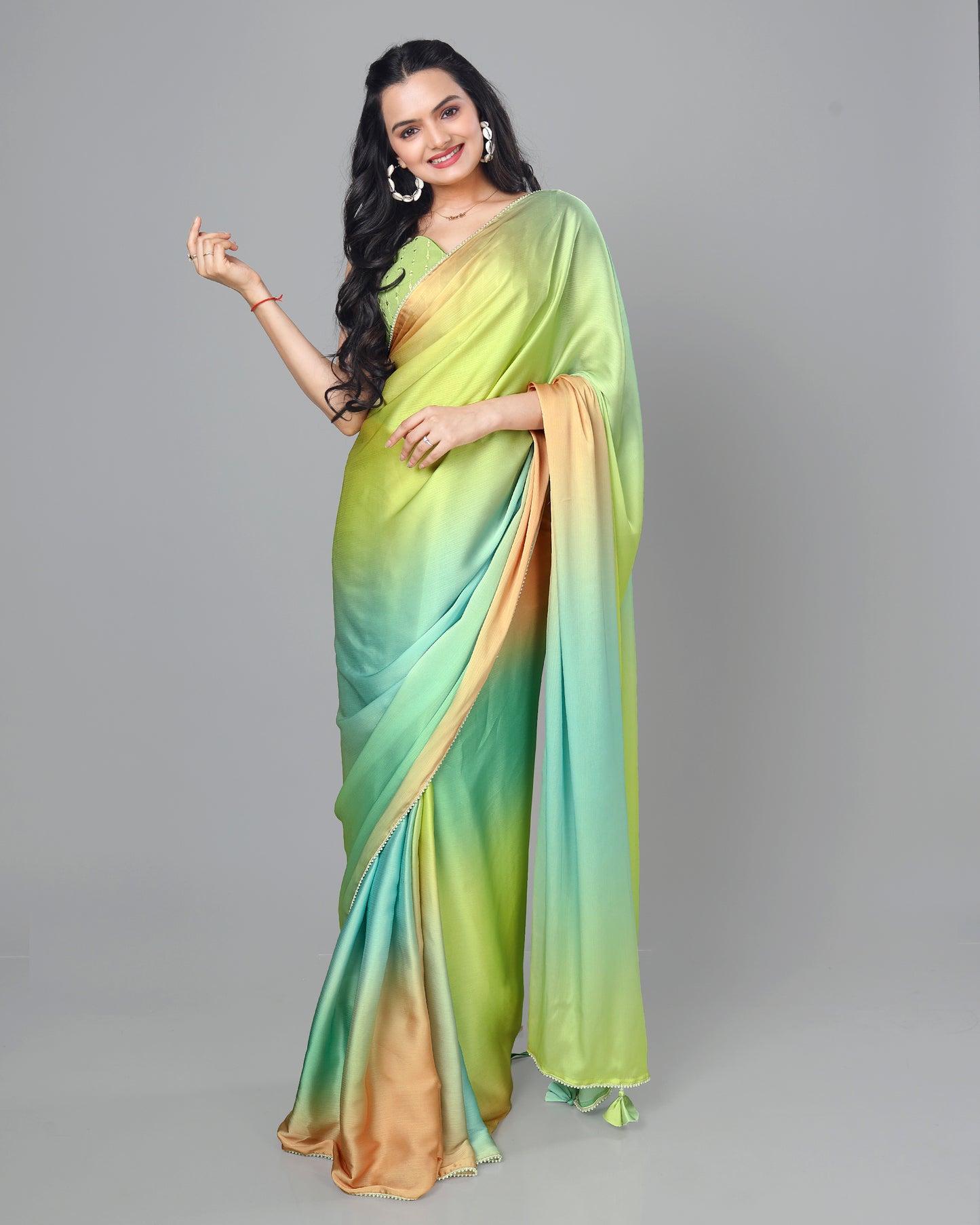 Exclusive Ombre Women's Designer Bollywood Pre-Draped Saree