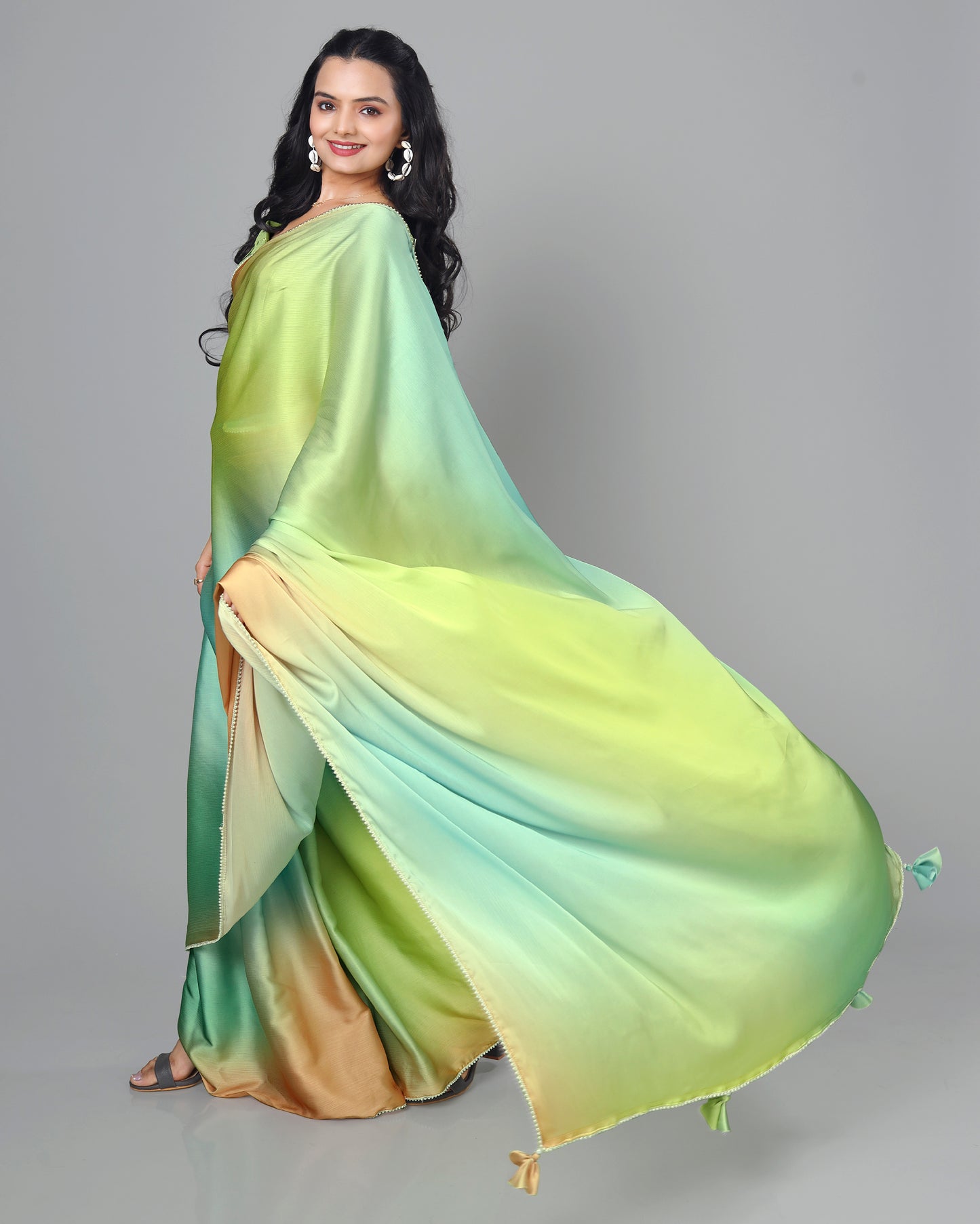 Exclusive Ombre Women's Designer Bollywood Pre-Draped Saree