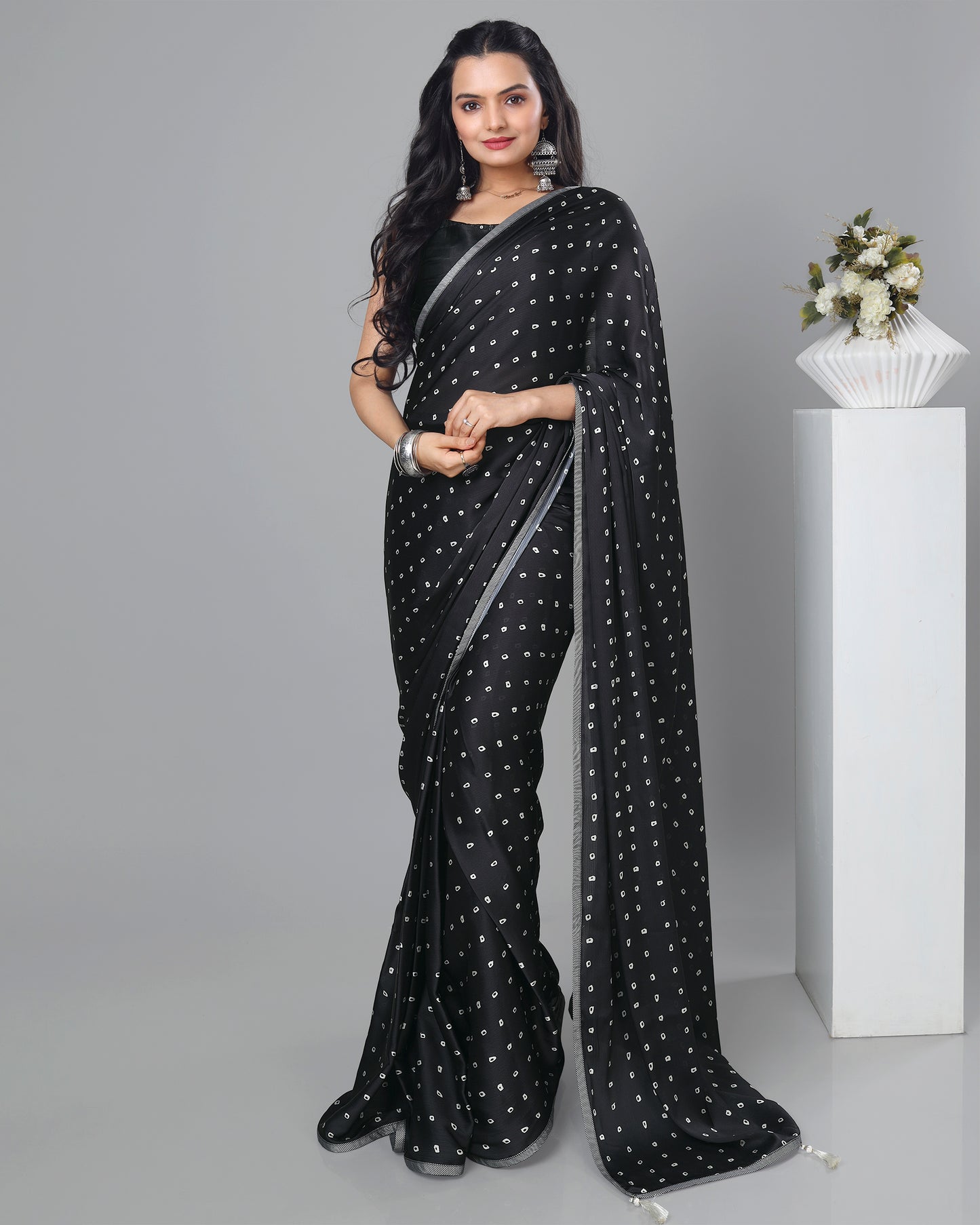 Exclusive Bandhni Women's Designer Bollywood Pre-Draped Saree