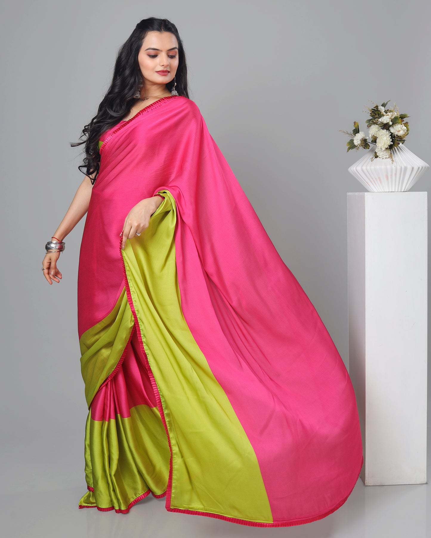 Exclusive Ombre Women's Designer Bollywood Pre-Draped Saree