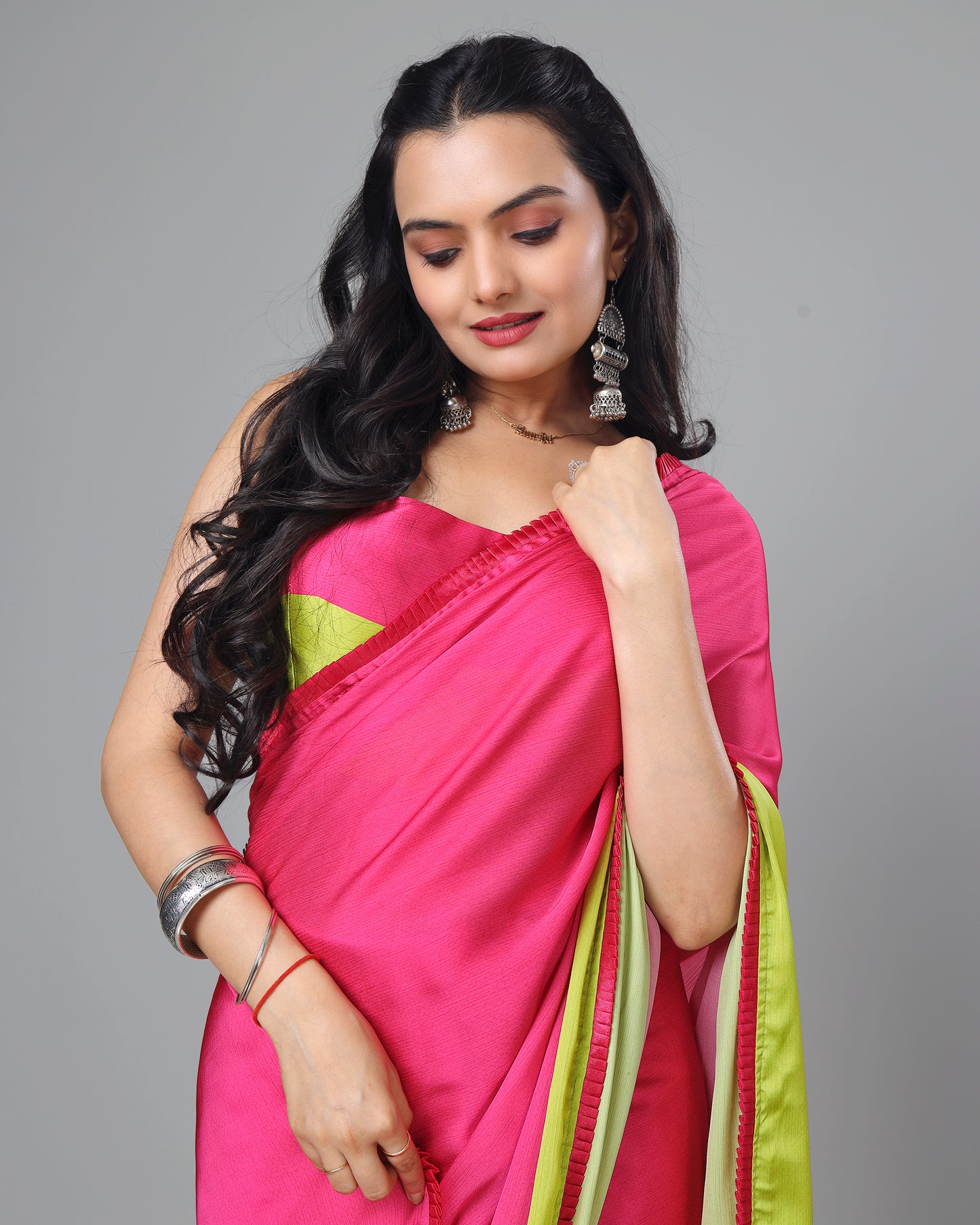 Exclusive Ombre Women's Designer Bollywood Pre-Draped Saree