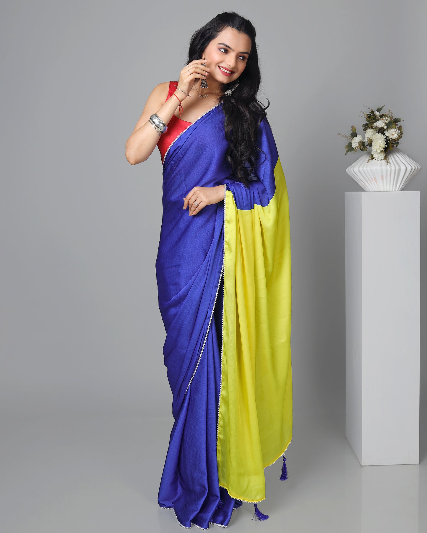 Exclusive Ombre Women's Designer Bollywood Pre-Draped Saree