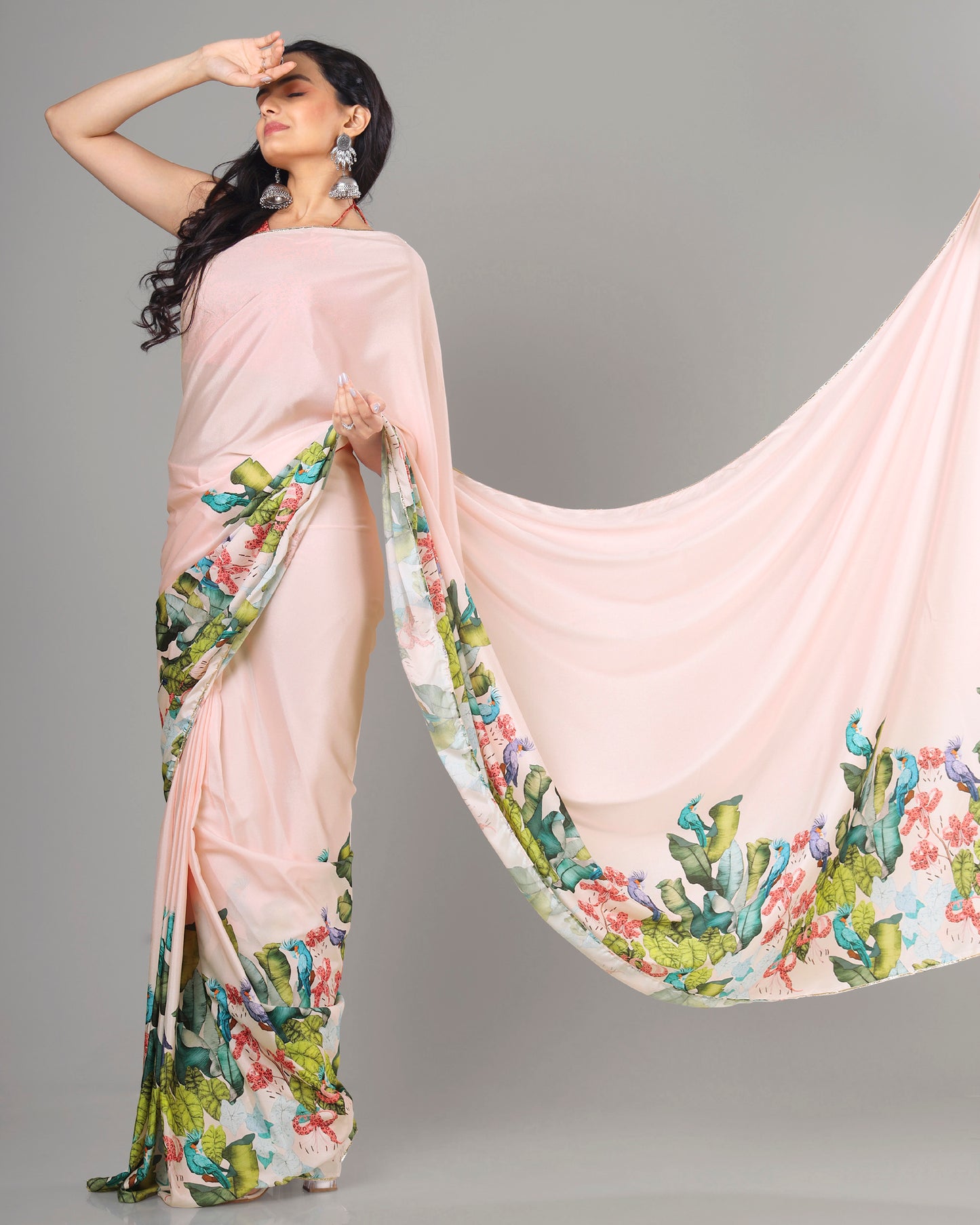 Exclusive Floral Women's Designer Bollywood Pre-Draped Saree